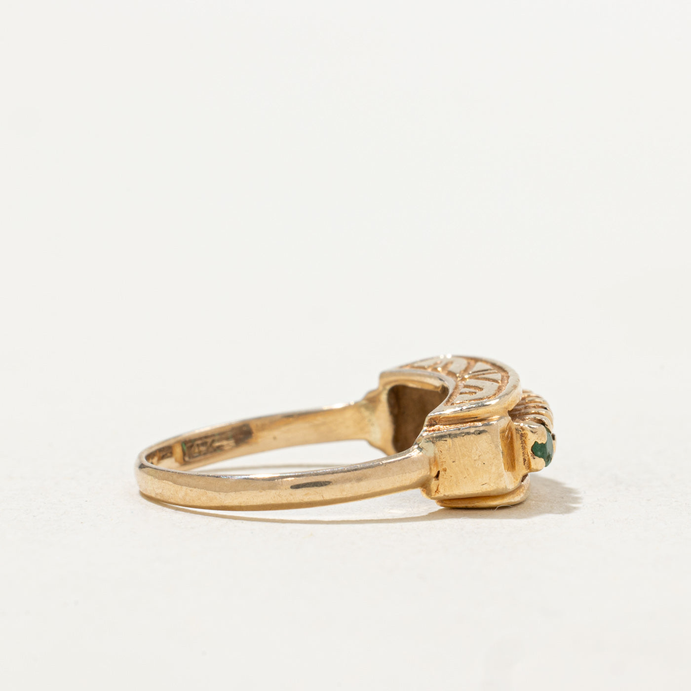 Five Stone Emerald & Diamond Geometric Ring | 0.04ctw, 0.01ct | SZ 3.25