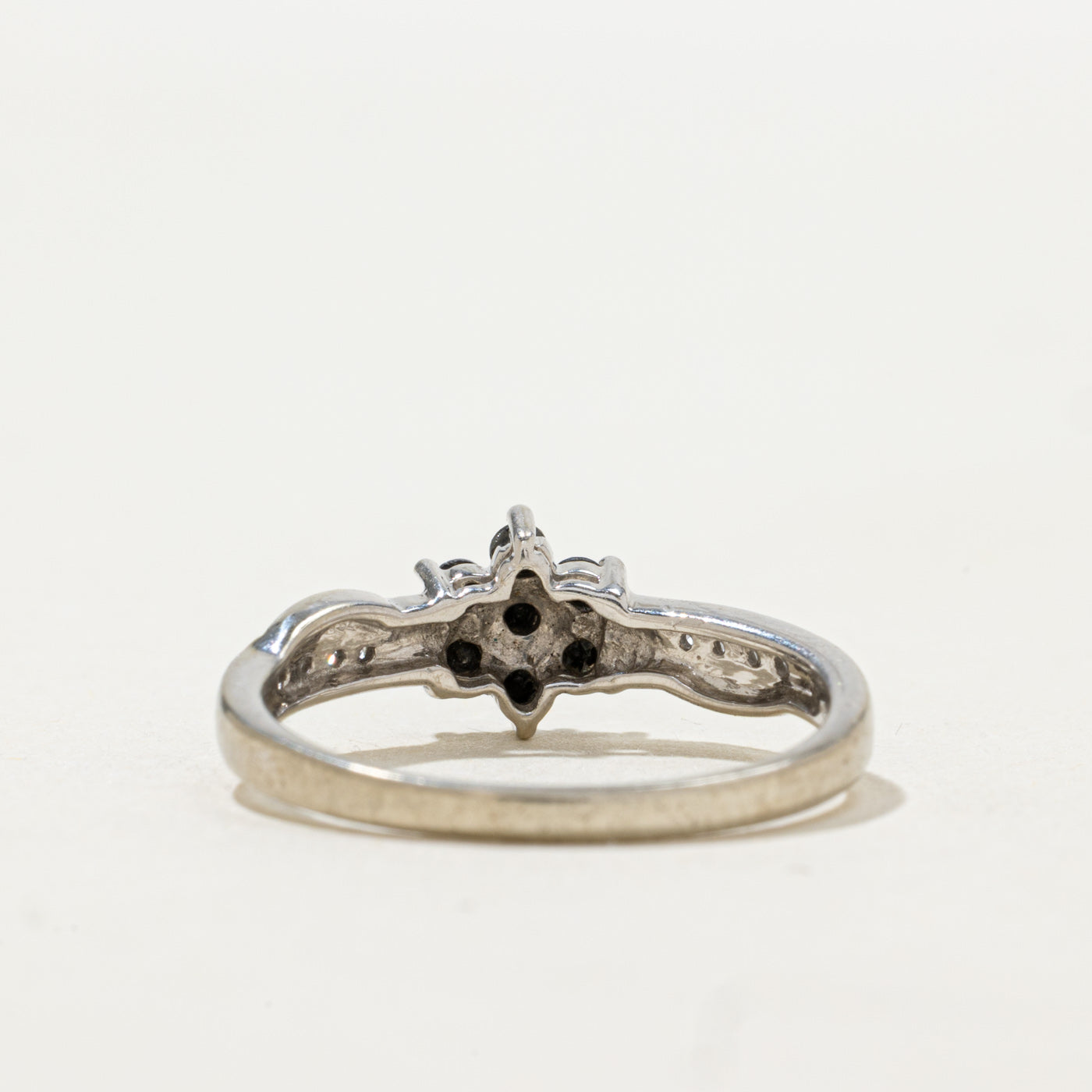 Black & White Diamond Petal Cluster Ring | SZ 7.25