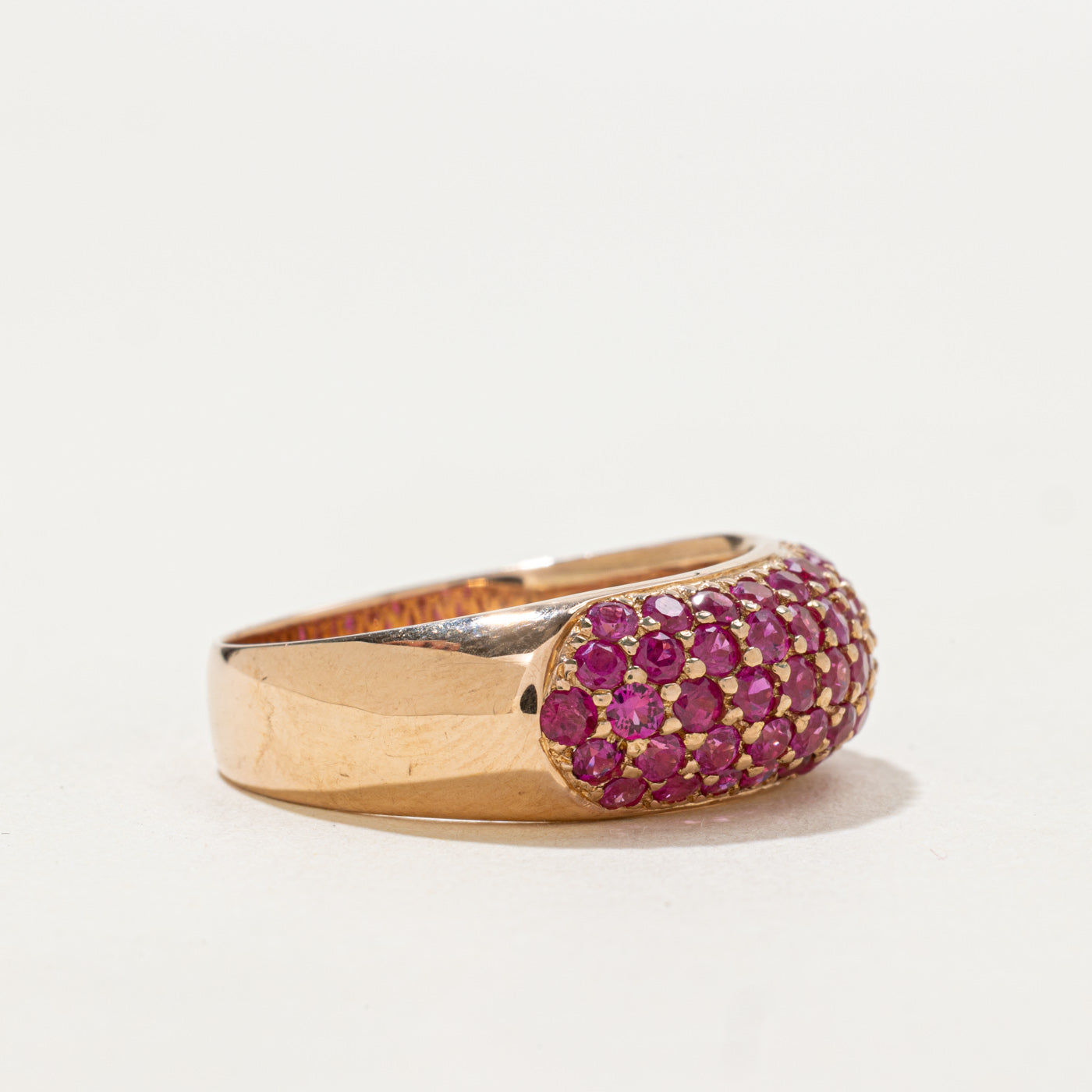 Pave Set Synthetic Ruby Dome Ring | 1.35ctw | SZ 9.25