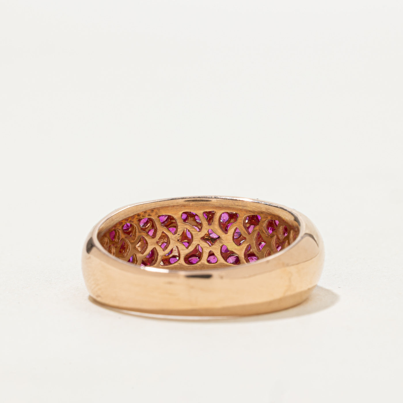 Pave Set Synthetic Ruby Dome Ring | 1.35ctw | SZ 9.25