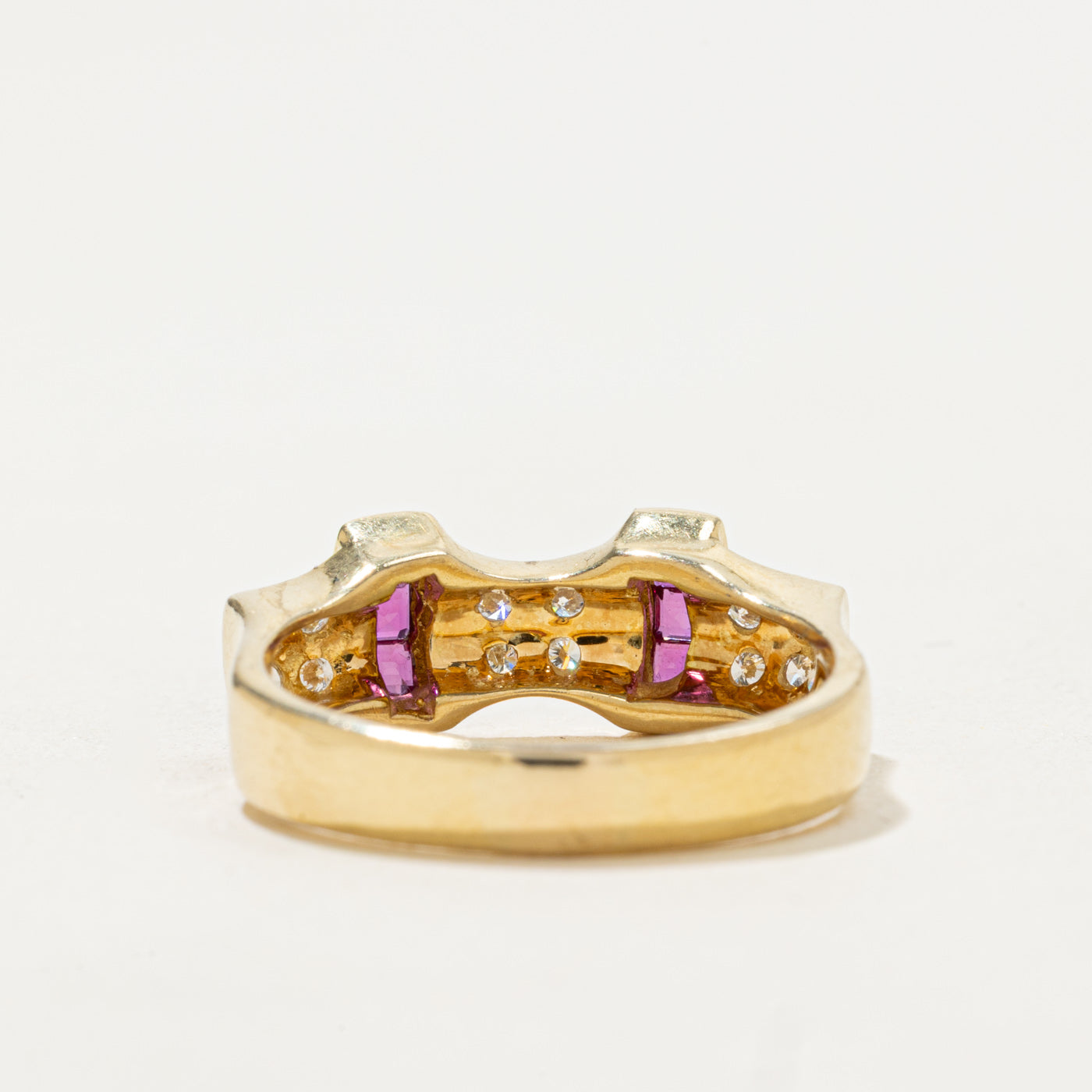 Ruby & Diamond Geometric Buckle Ring | 0.24ctw, 0.12ctw | SZ 7.5