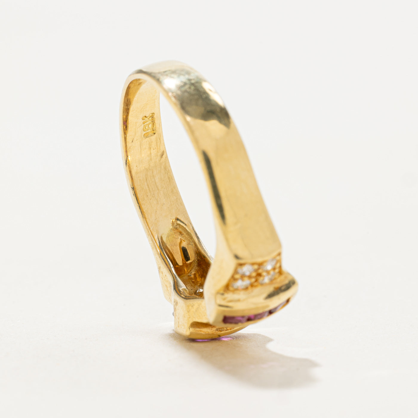 Ruby & Diamond Geometric Buckle Ring | 0.24ctw, 0.12ctw | SZ 7.5