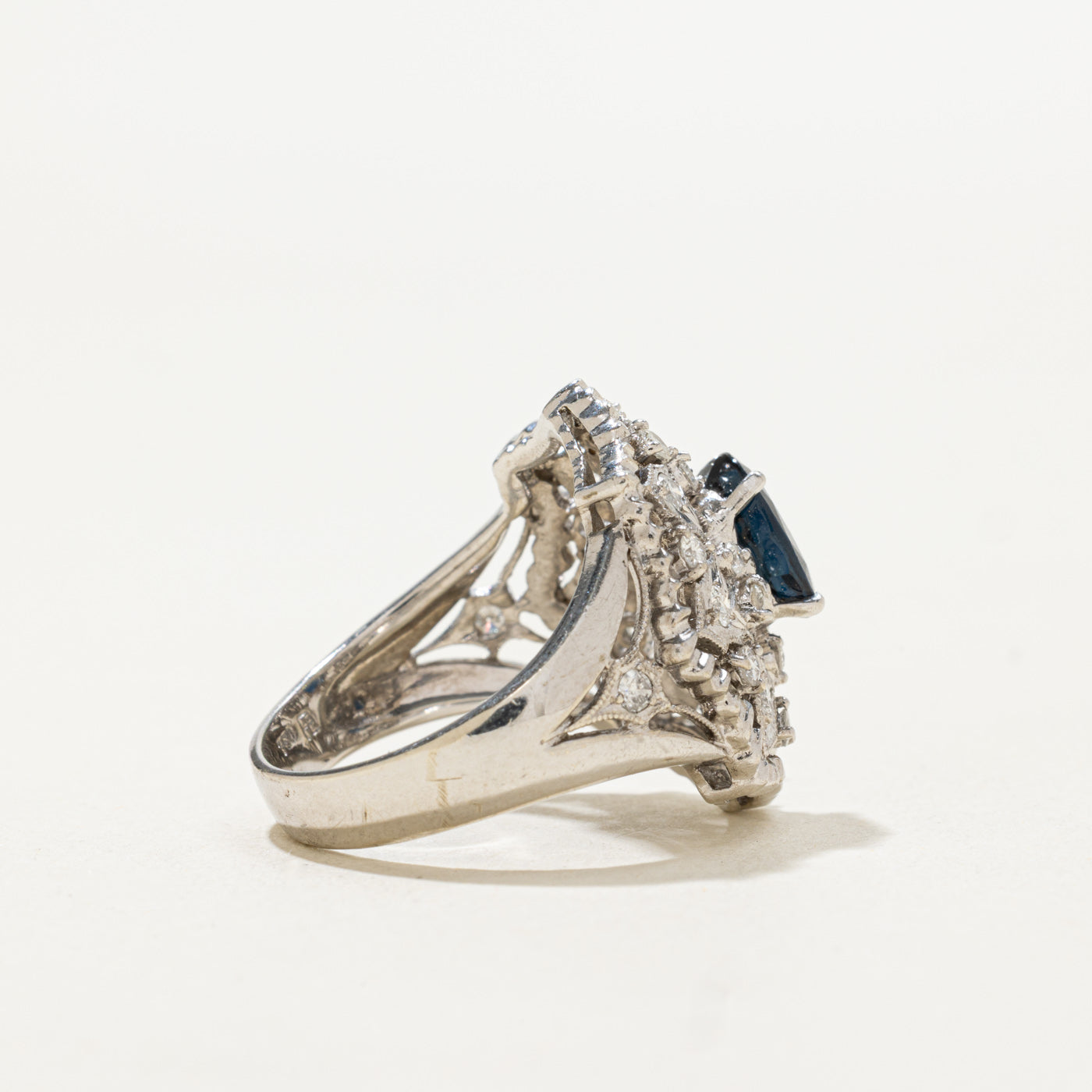 Sapphire & Diamond Ornate Cocktail Ring | 1.20ct, 0.40ctw | SZ 6.5