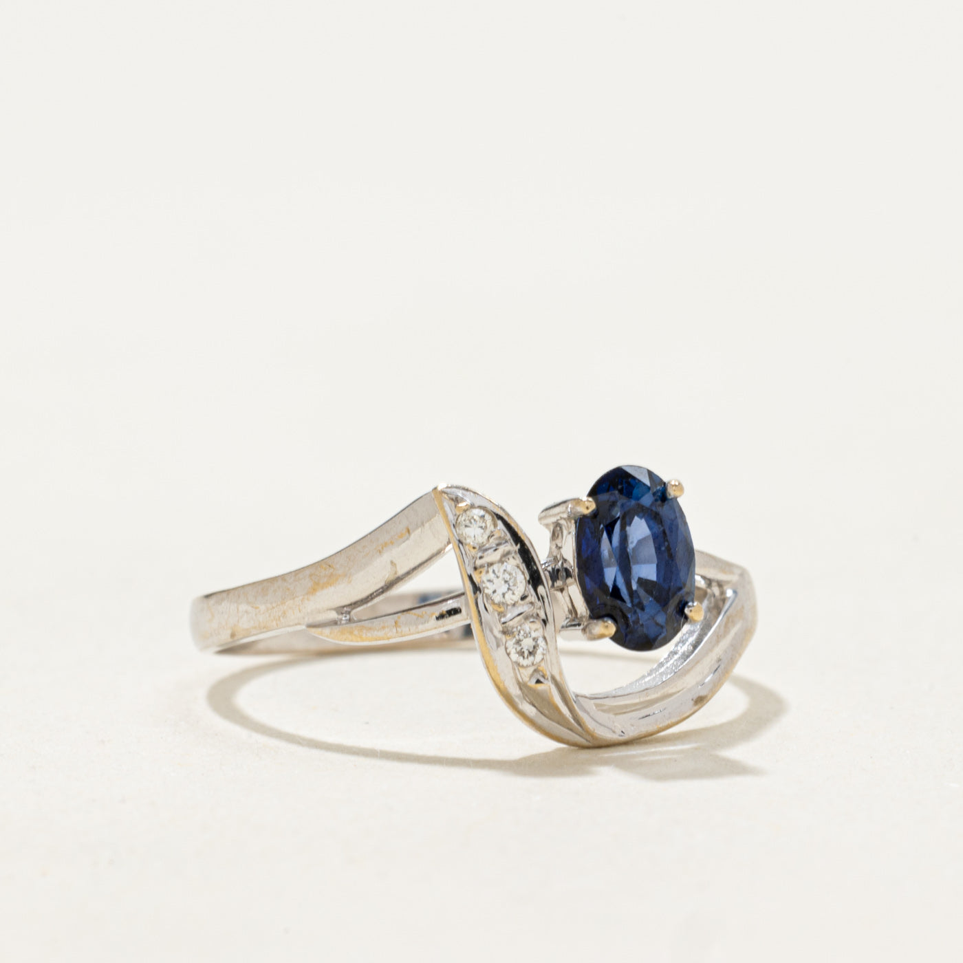 Synthetic Sapphire & Diamond Abstract Ring | 0.50ct, 0.02ctw | SZ 5.75