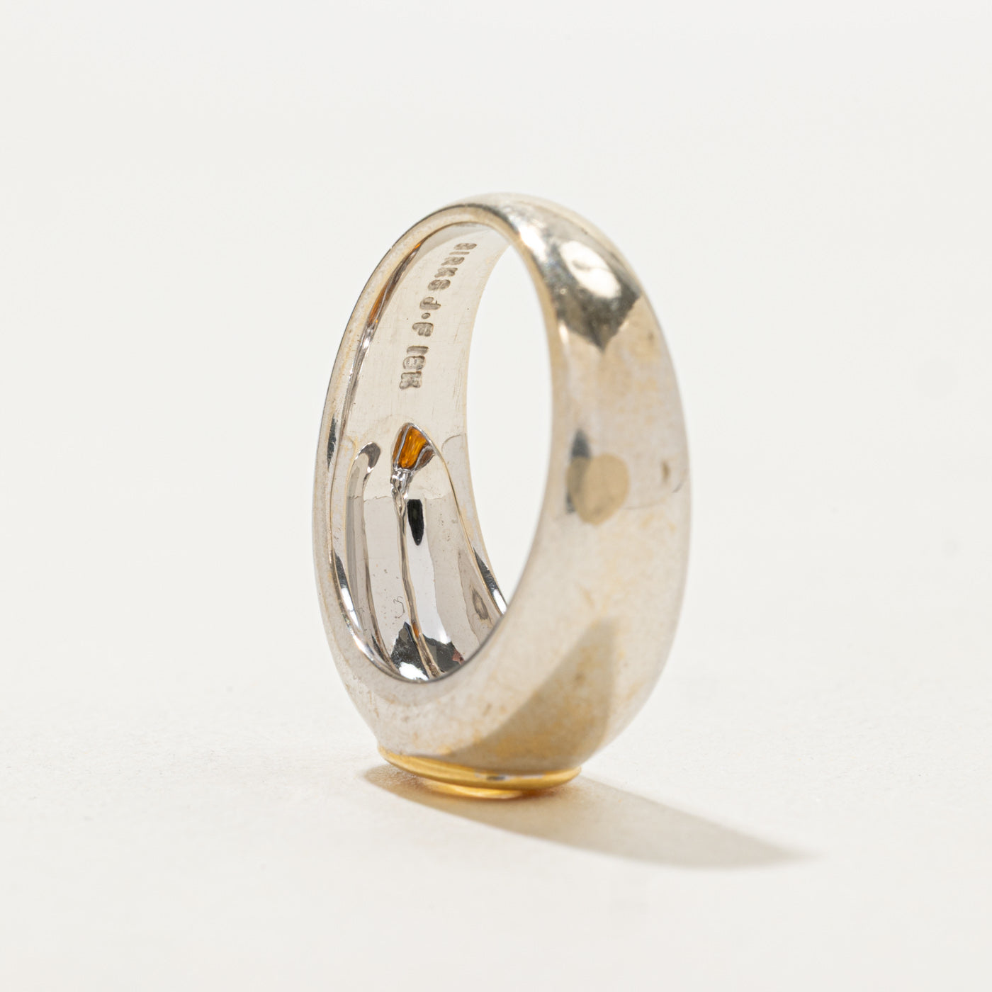 Bague « Birks » en or 18 carats bicolore avec citrine en forme de dôme | 1,00 ct | Taille 6,5
