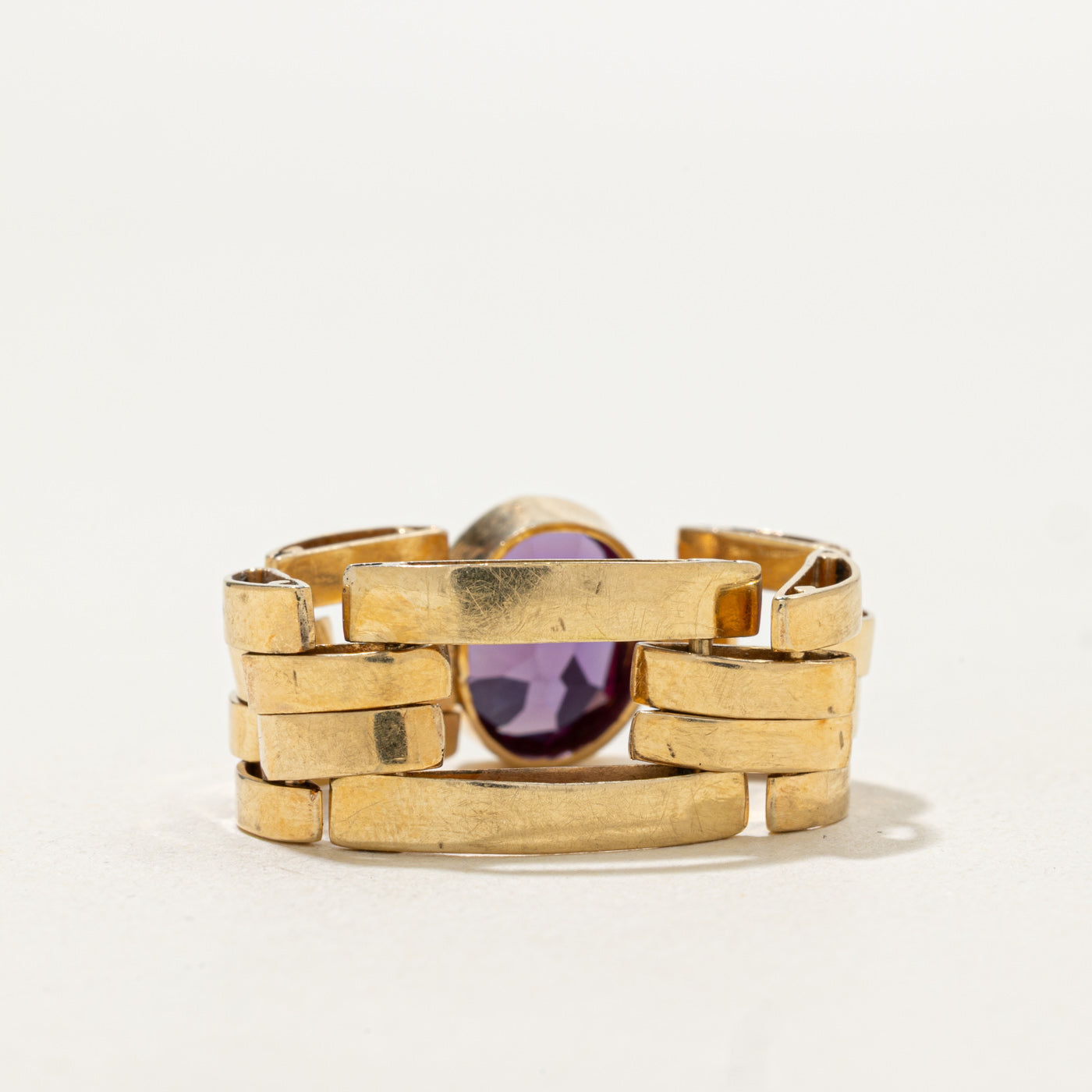 Bague chaîne en saphir violet serti clos | 2,50 ct | Taille 10