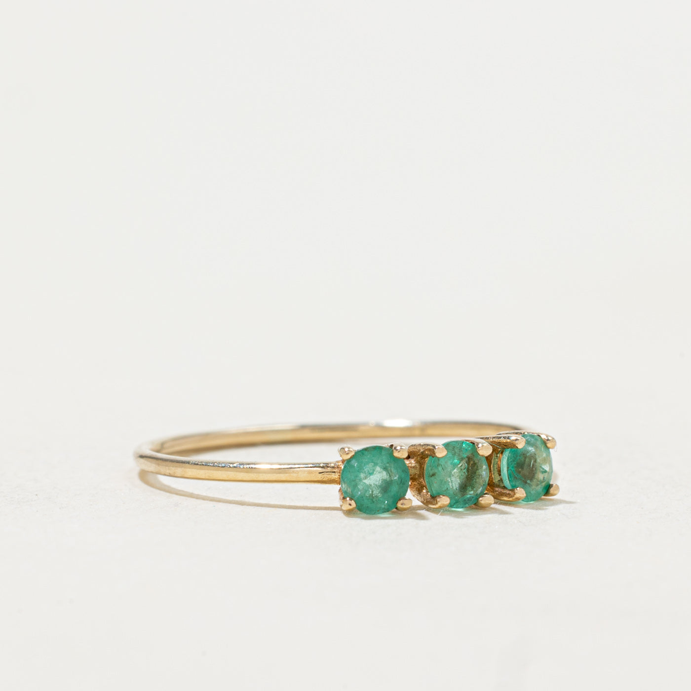 Three Stone Emerald Petite Ring | SZ 6.0