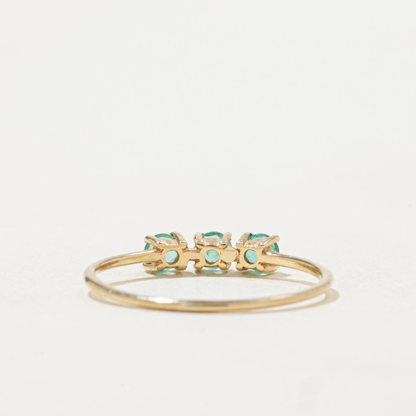 Three Stone Emerald Petite Ring | SZ 6.0