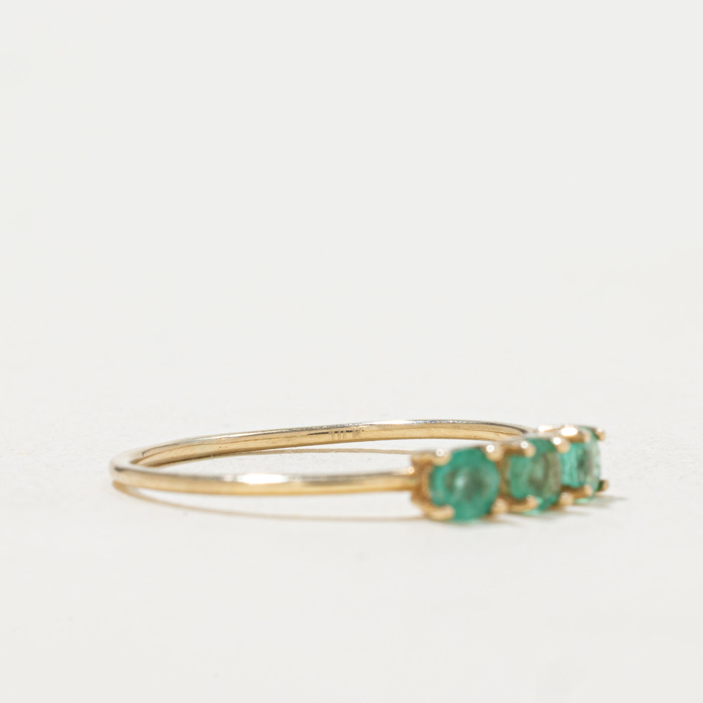 Three Stone Emerald Petite Ring | SZ 6.0