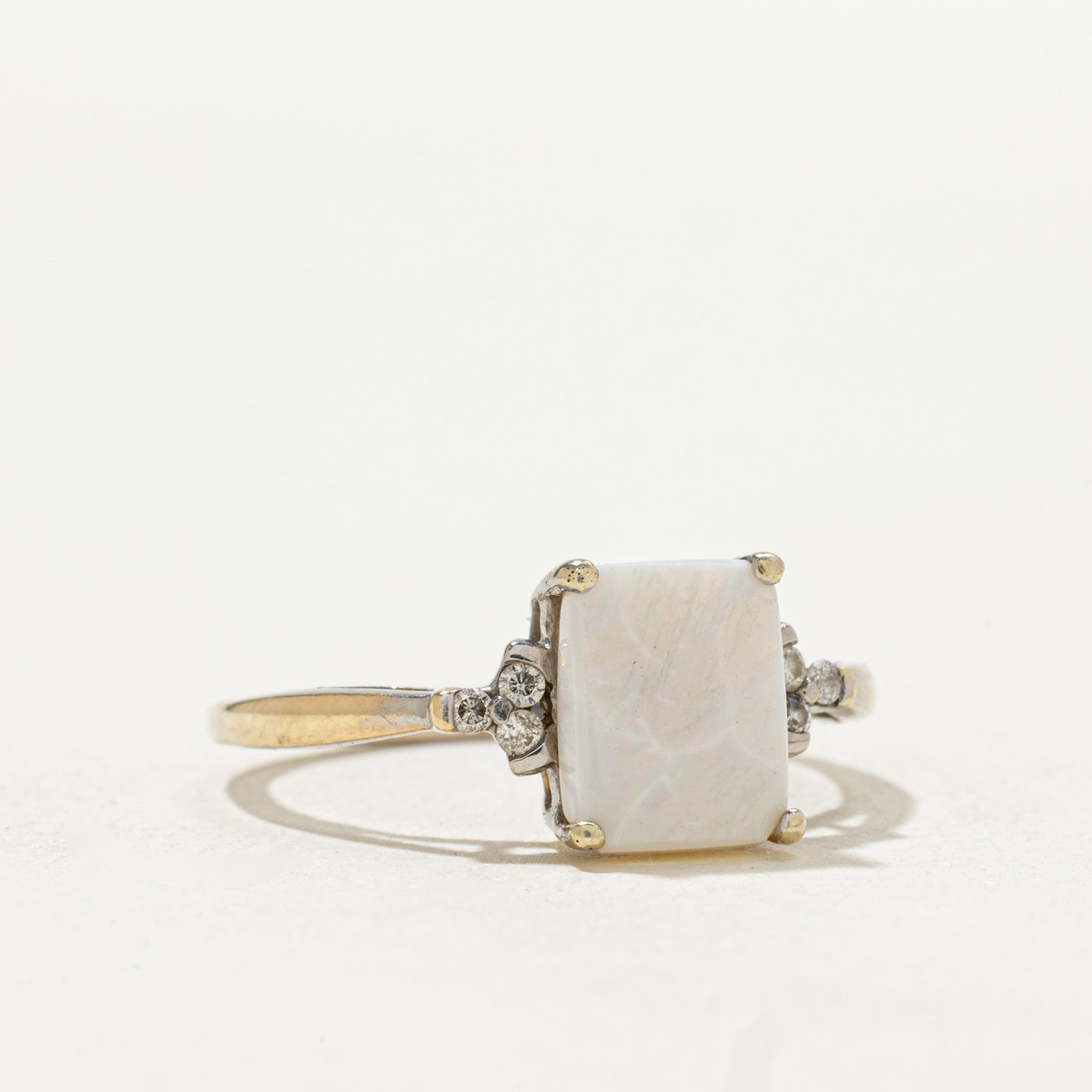 Cabochon Cut Opal & Diamond Ring | SZ 8.25