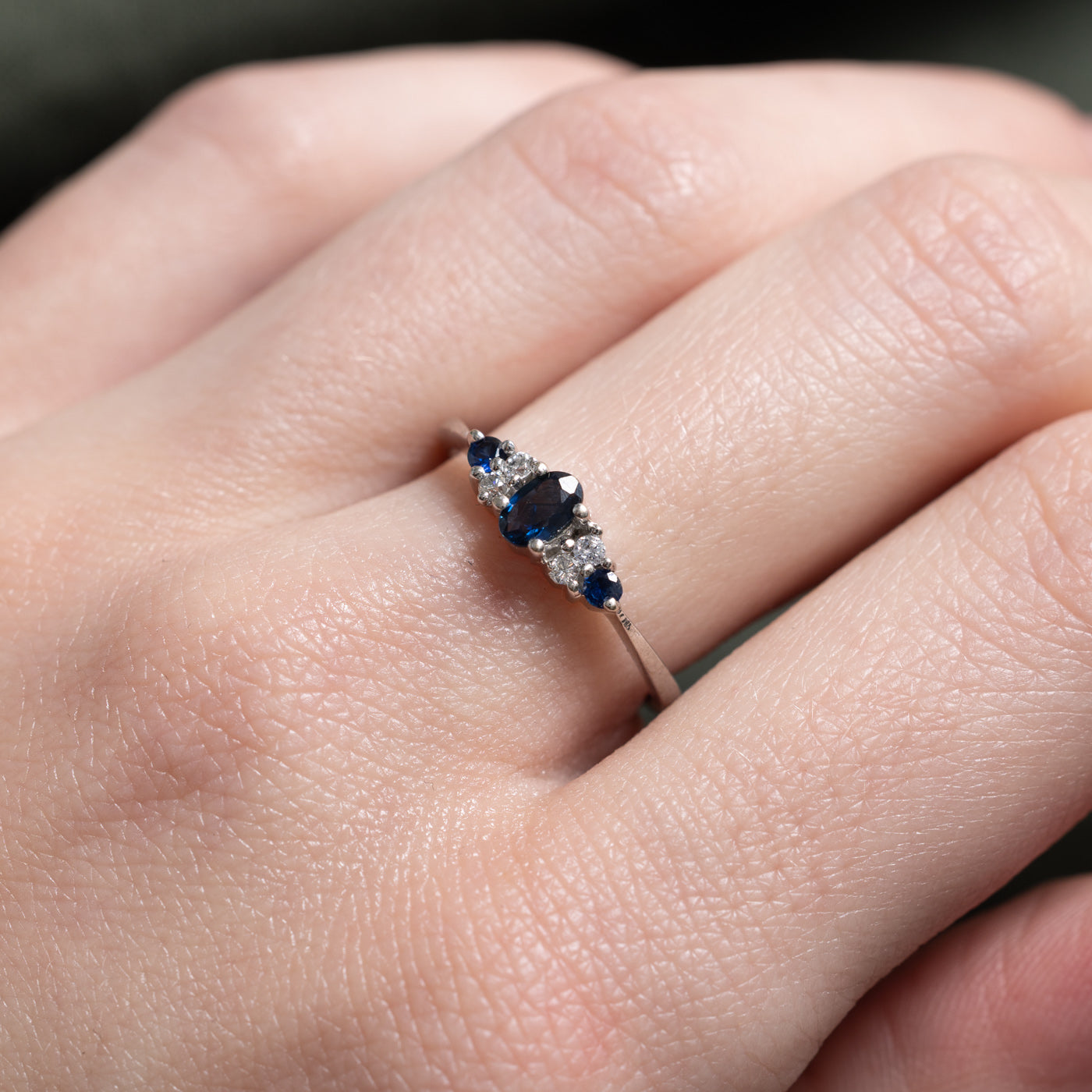 Oval Cut Sapphire & Diamond Ring | SZ 6.75