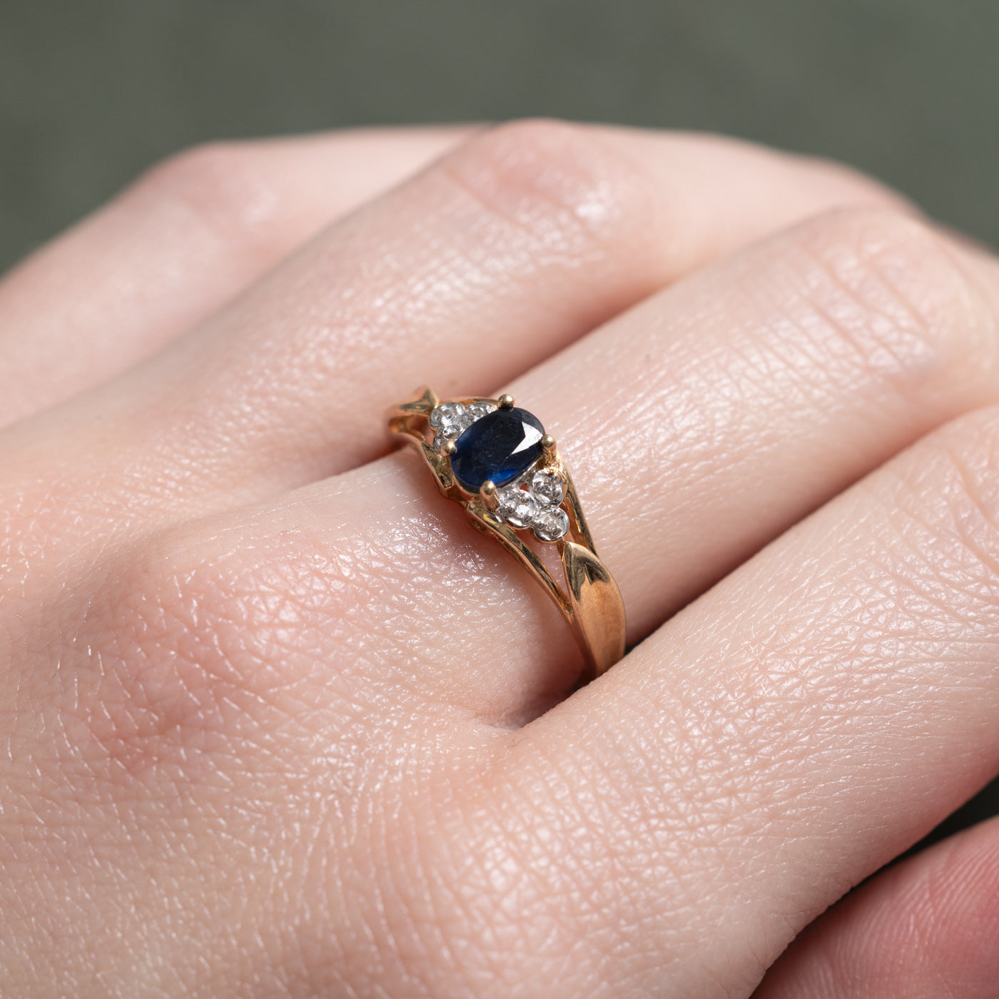 Bague conique bicolore saphir et diamants | Taille 7.0