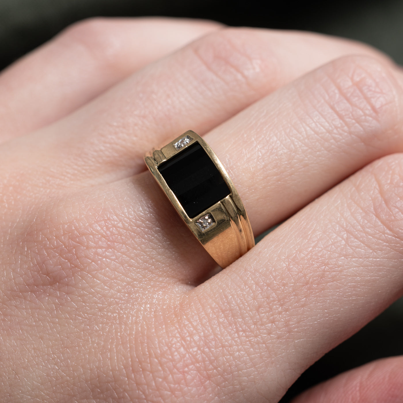 Onyx & Diamond Accented Ring | 1.00ct | SZ 8.0