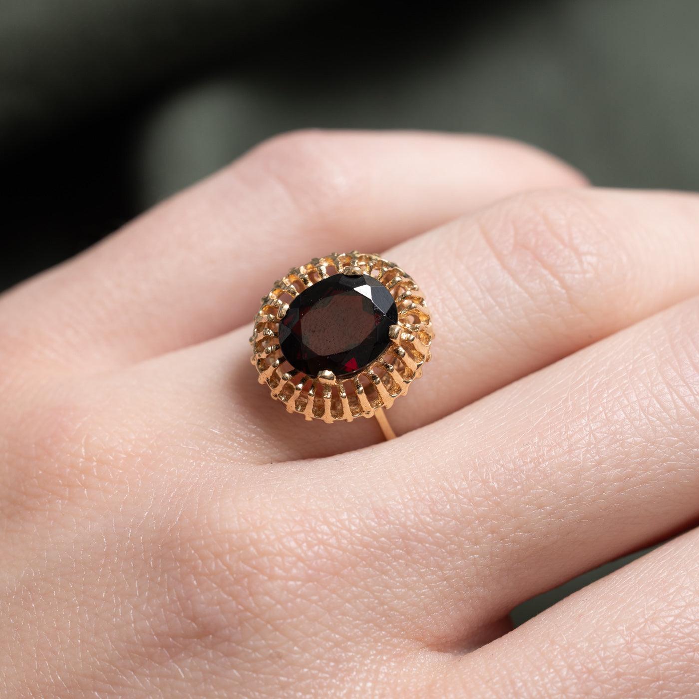 Garnet Textured Openwork Ring | 2.50ct | SZ 5.25