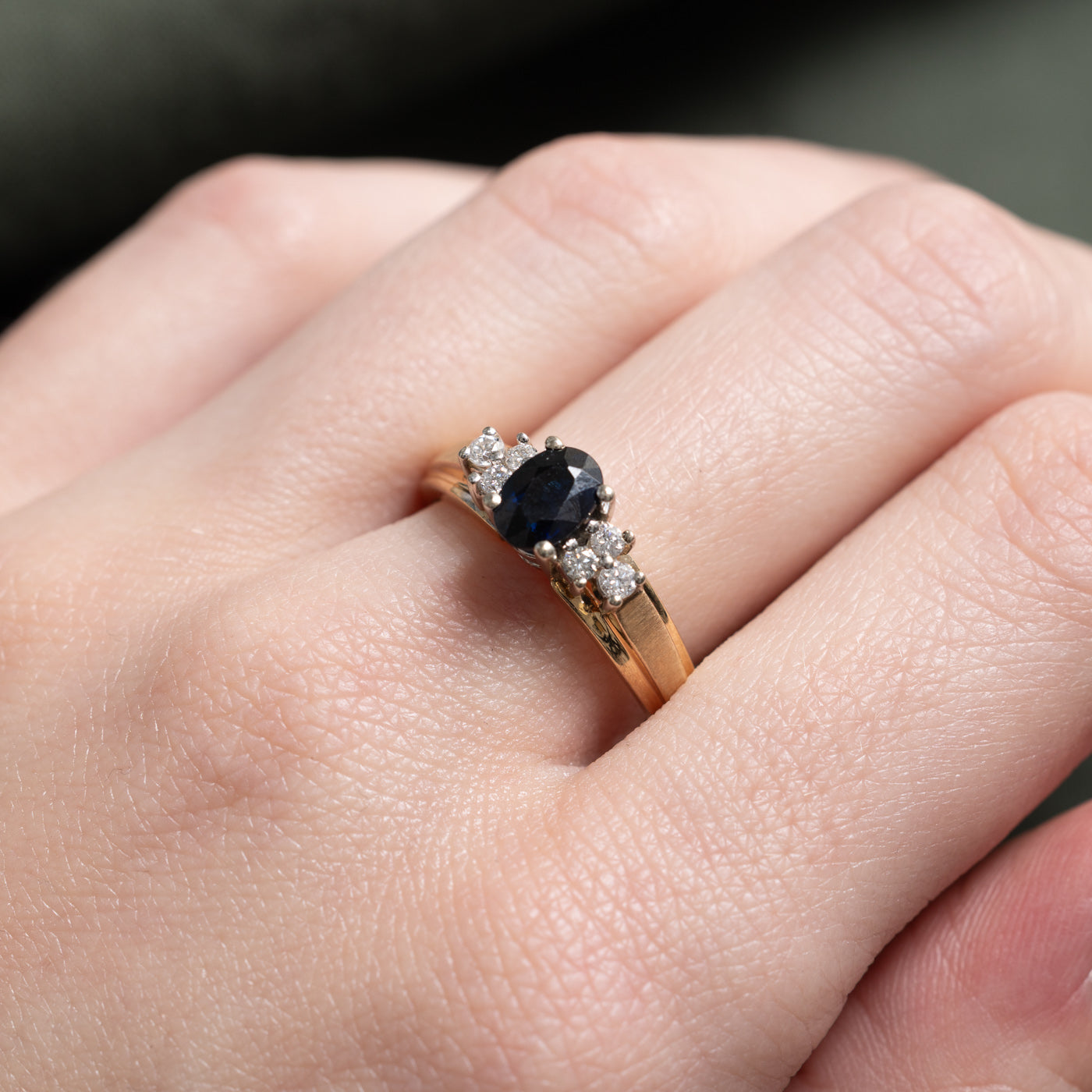 Oval Cut Sapphire & Diamond Ring | 0.80ct, 0.16ctw | SZ 8.5