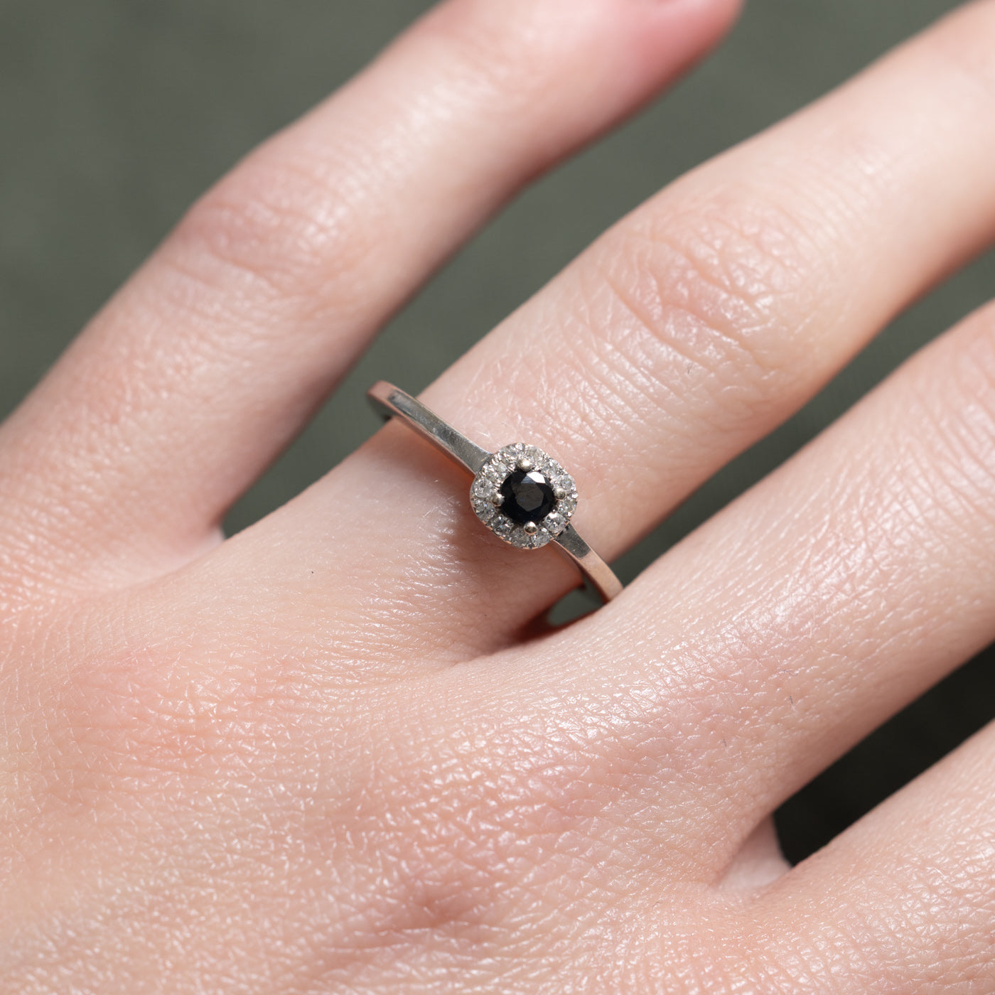 Sapphire & Diamond Halo Ring | SZ 5.0