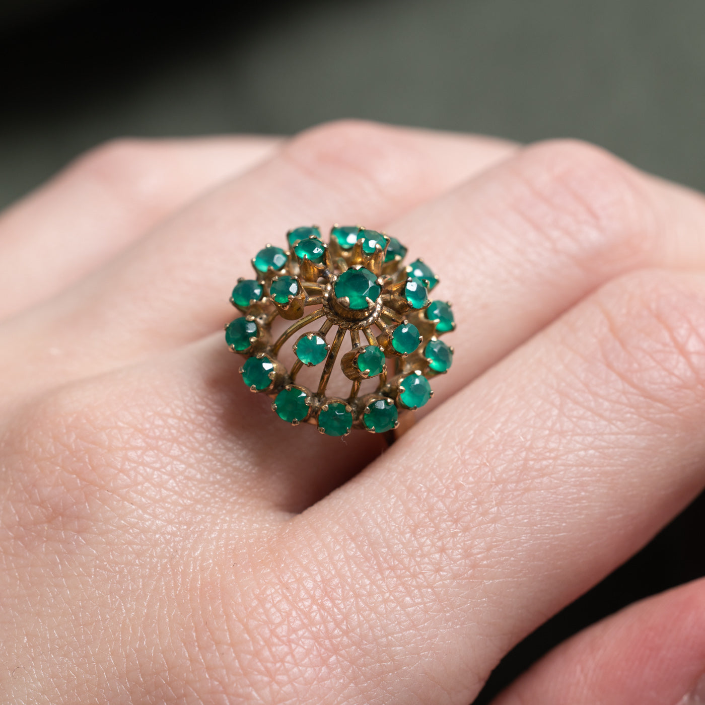 Chalcedony Round Cluster Cocktail Ring | 1.34ctw | SZ 7.0