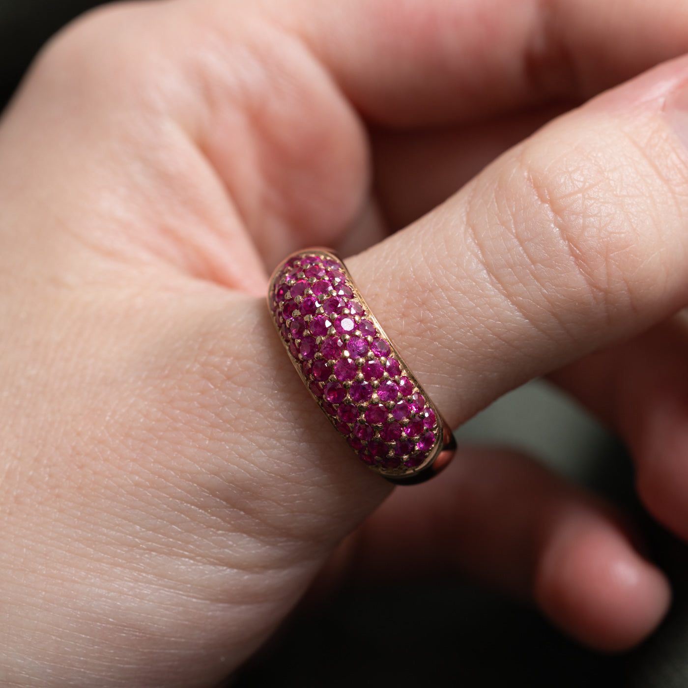 Pave Set Synthetic Ruby Dome Ring | 1.35ctw | SZ 9.25