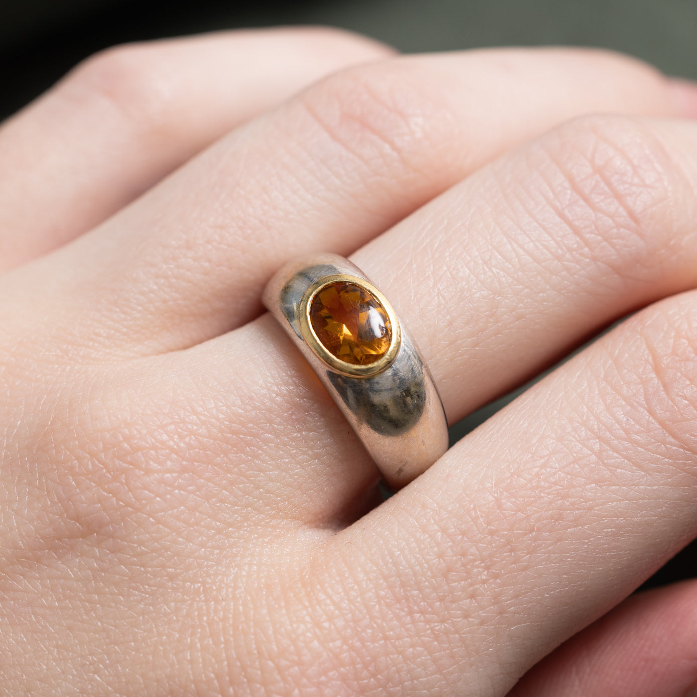 'Birks' 18k Two Tone Citrine Dome Ring | 1.00ct | SZ 6.5
