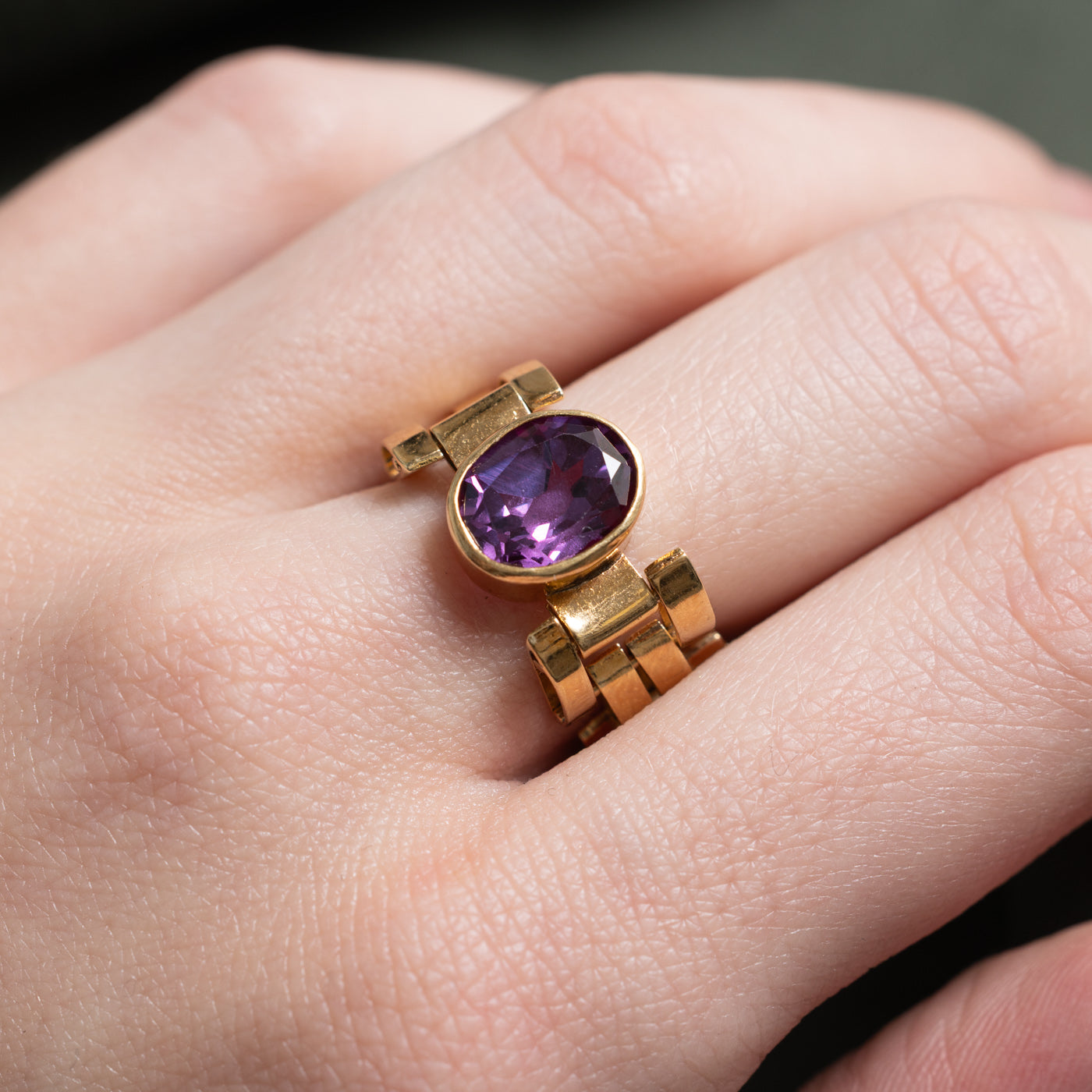 Bezel Set Purple Sapphire Chain Ring | 2.50ct | SZ 10