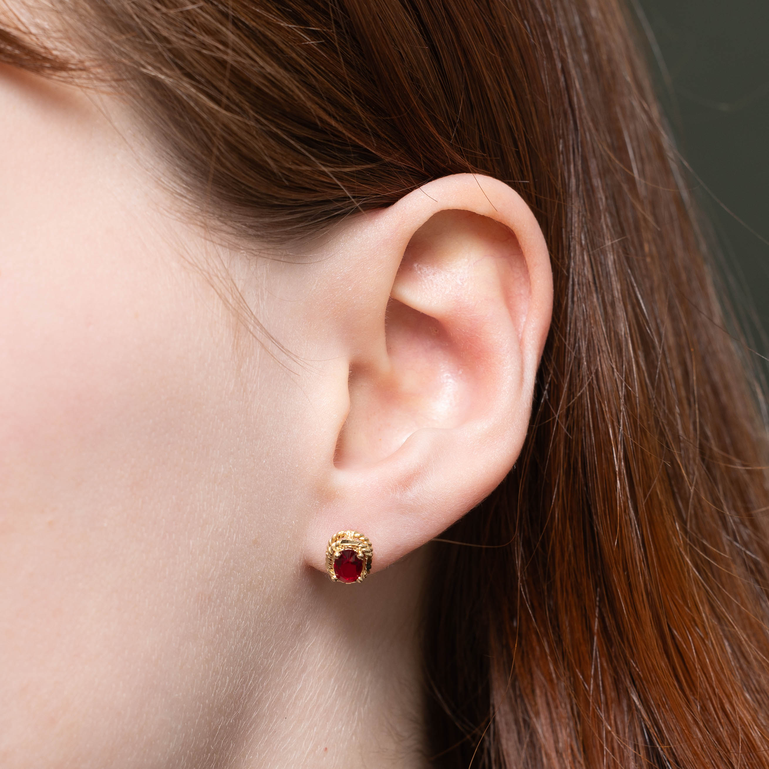 10k Red Glass Stud Earrings | 0.70ctw