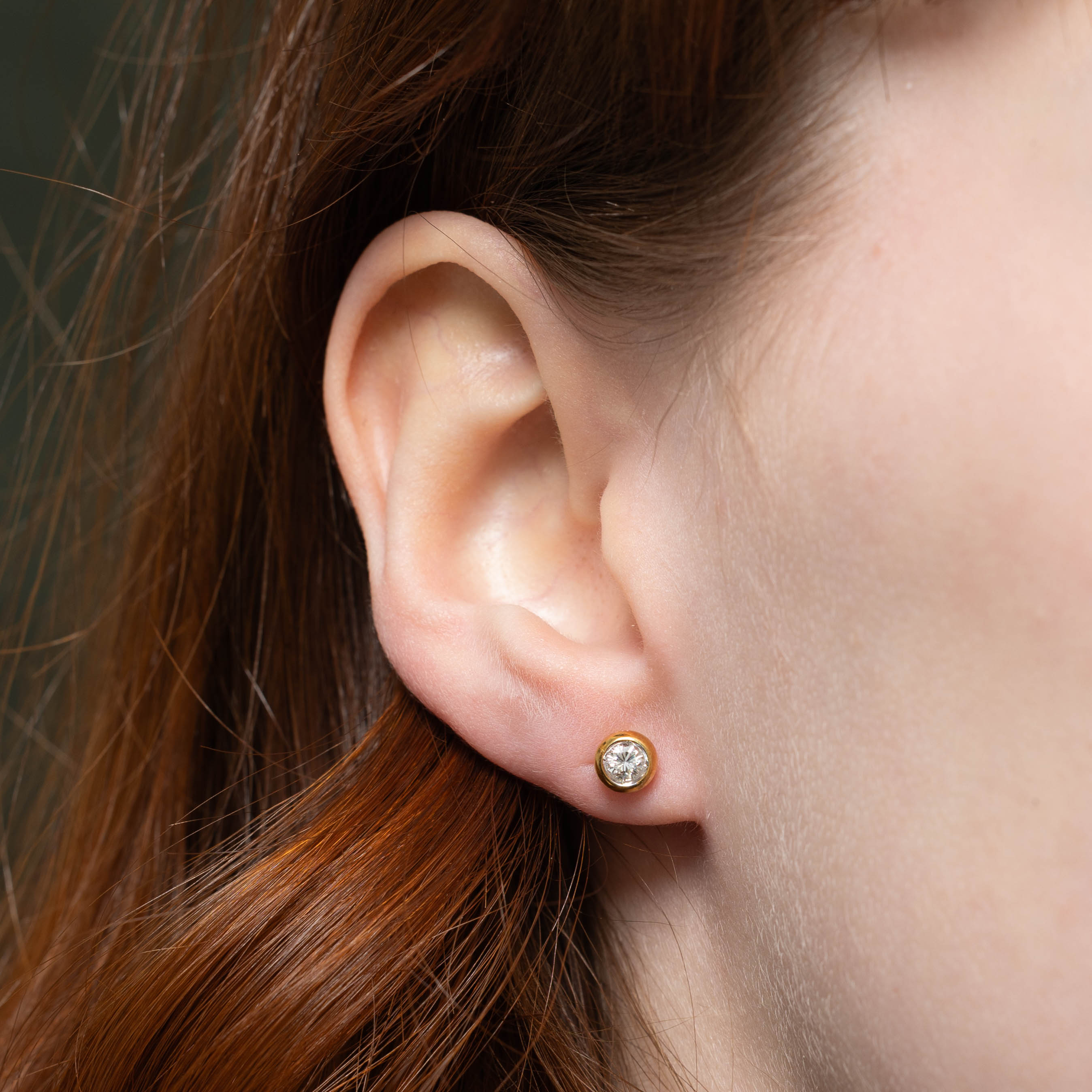 14k Diamond Bezel Set Stud Earrings | 0.22ctw
