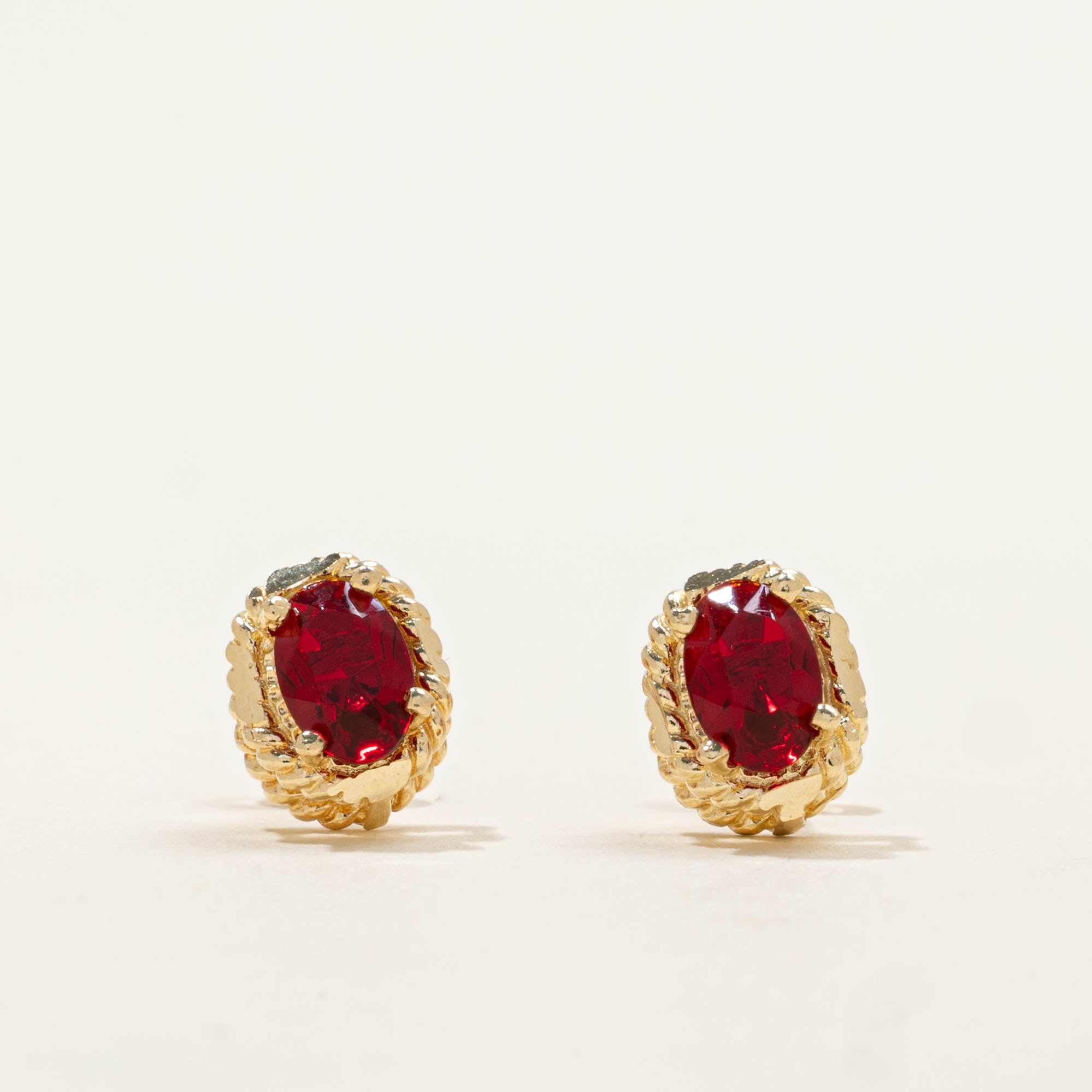 10k Red Glass Stud Earrings | 0.70ctw