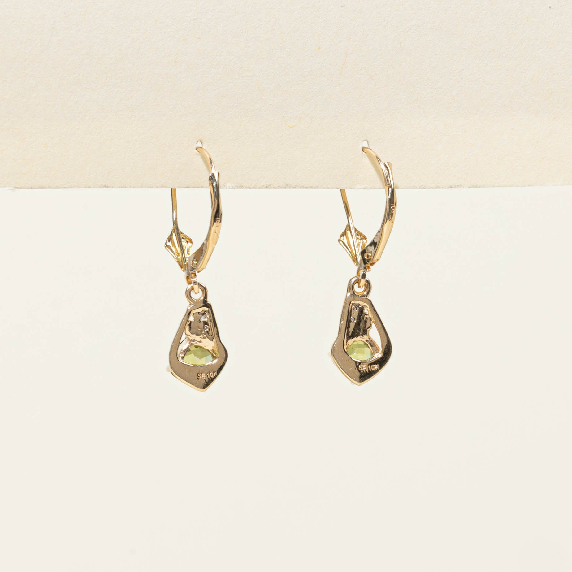 10k Peridot & Diamond Drop Earrings | 1.00ctw, 0.01ctw