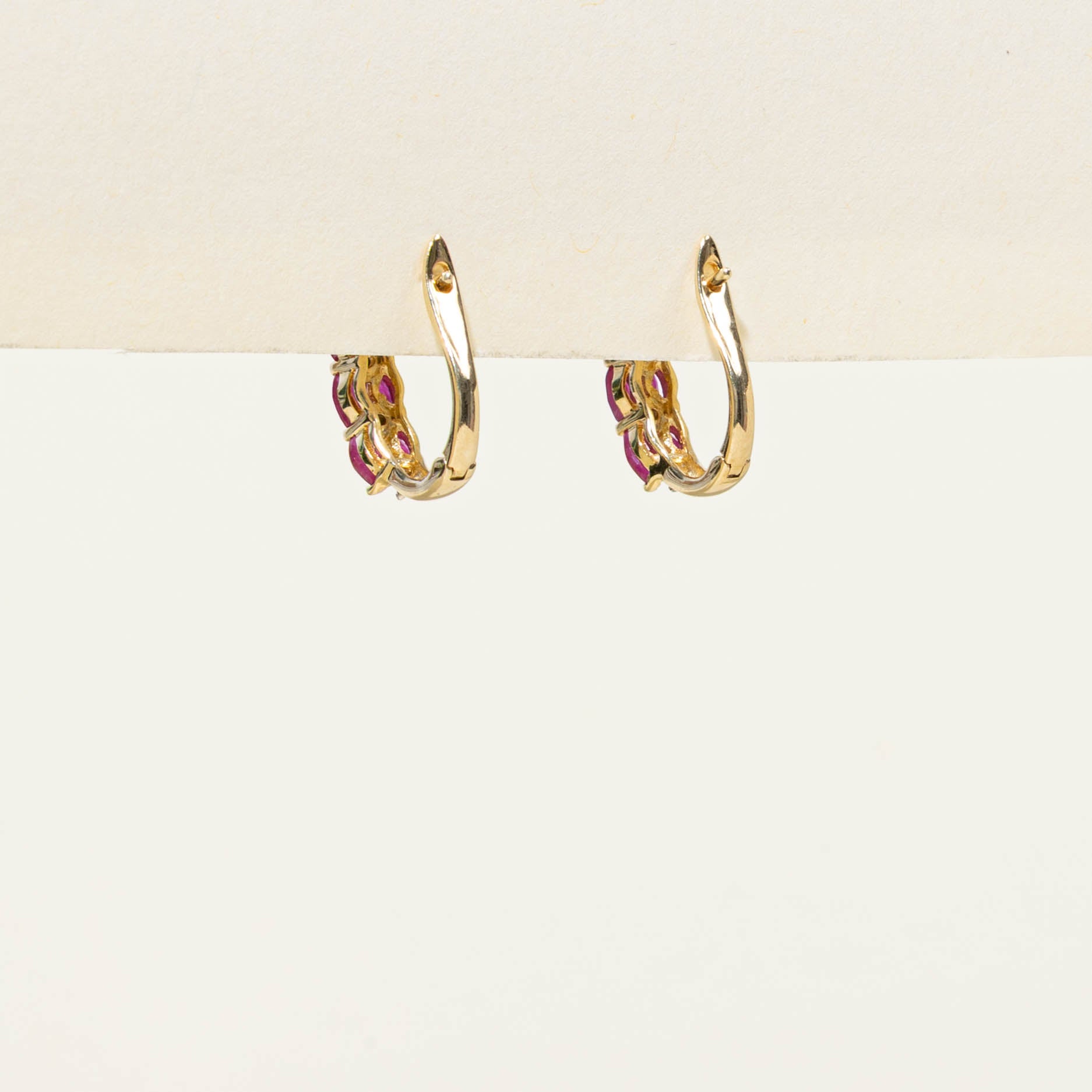 10k Ruby & Diamond Hoop Earrings | 0.60ctw, 0.04ctw