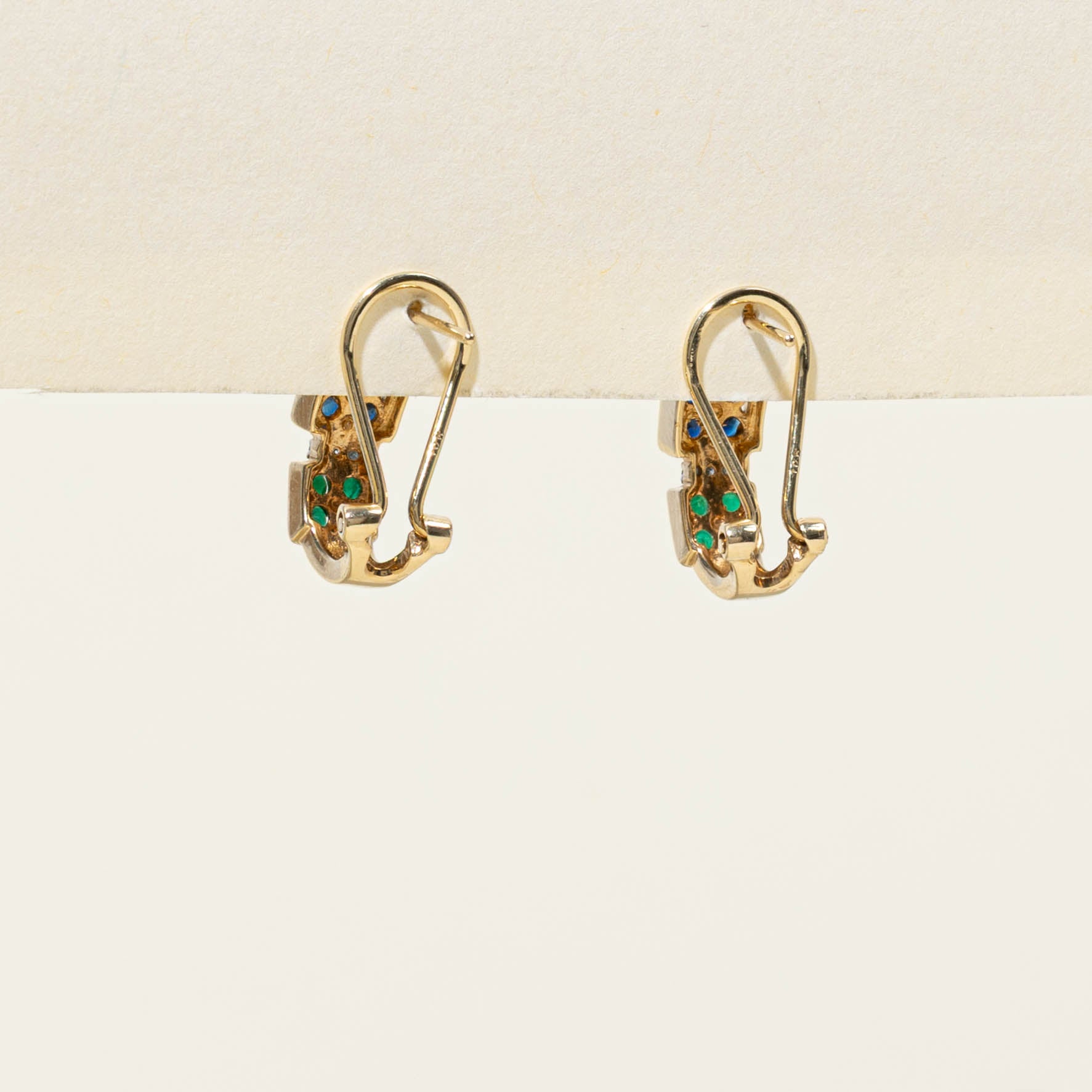 10k Multi Gemstone & Diamond Geometric Earrings | 0.26ctw, 0.06ctw