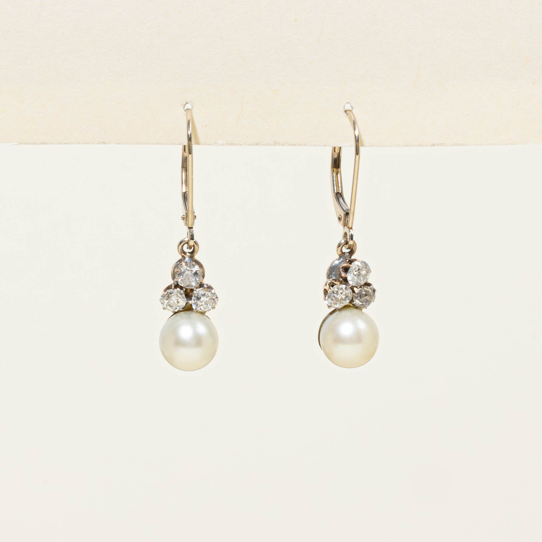 14k Pearl & Diamond Drop Earrings | 0.83ctw