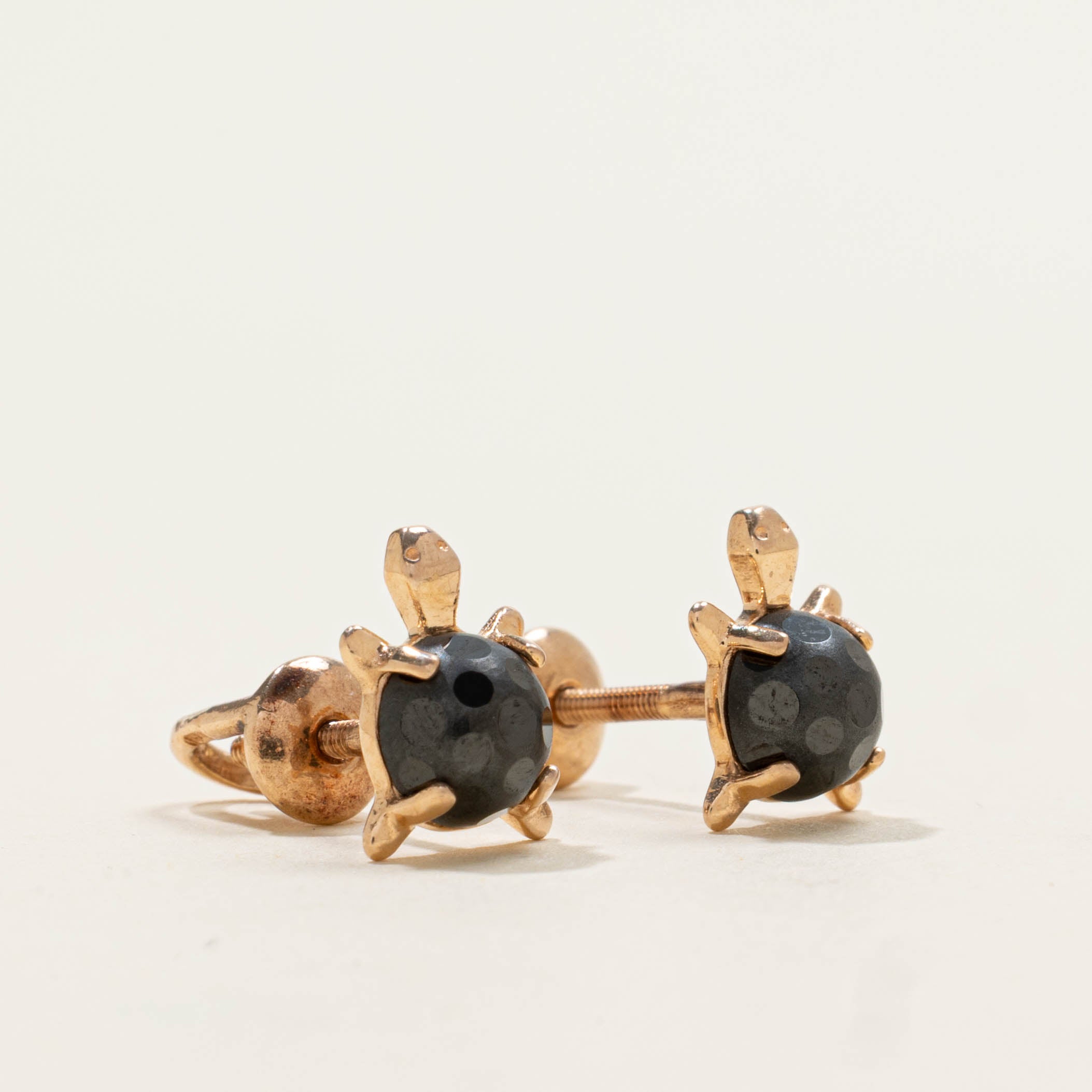 2009 Ukrainian Onyx Turtle Stud Earrings | 1.80ctw