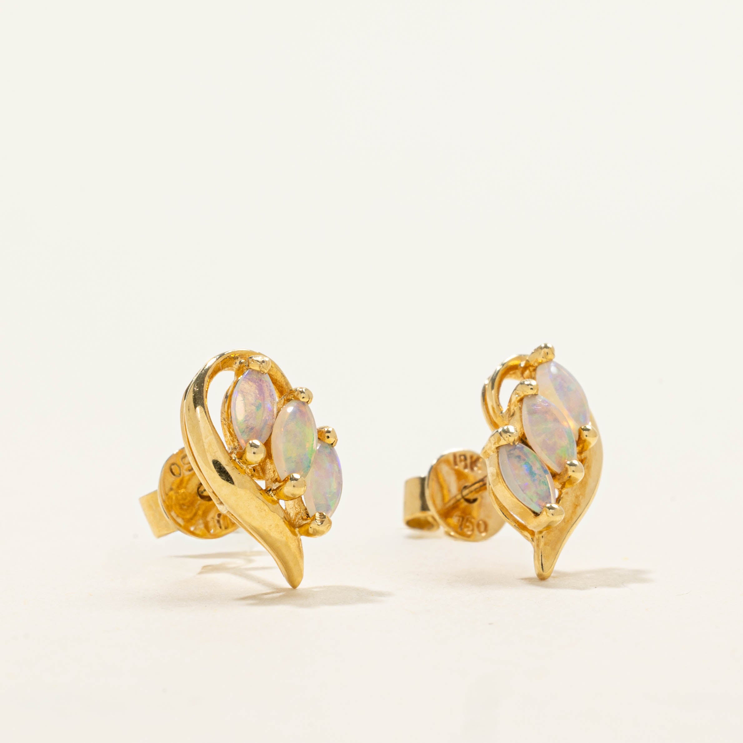 18k Opal Cluster Stud Earrings | 0.40ctw