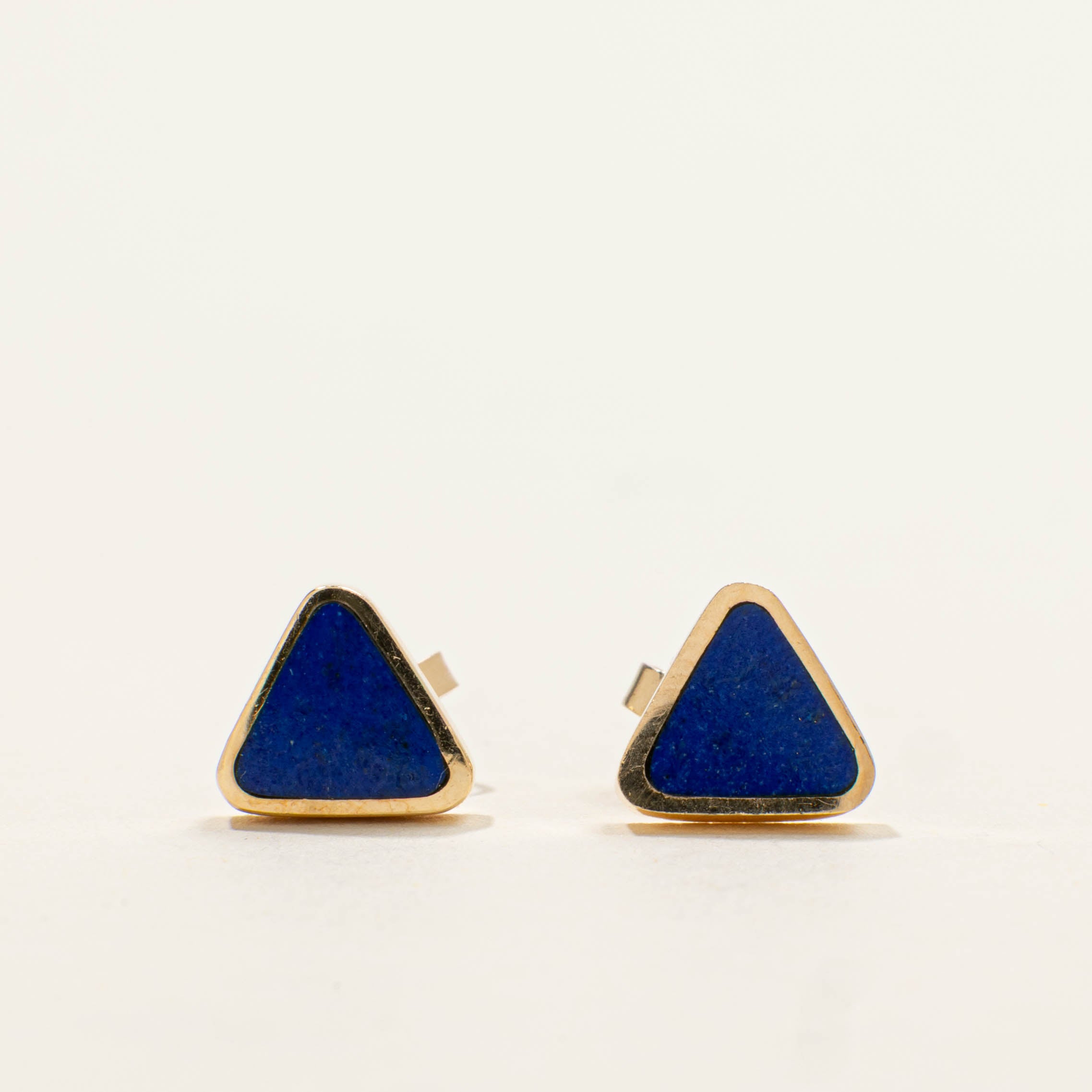 14k Triangle Lapis Stud Earrings | 1.00ctw