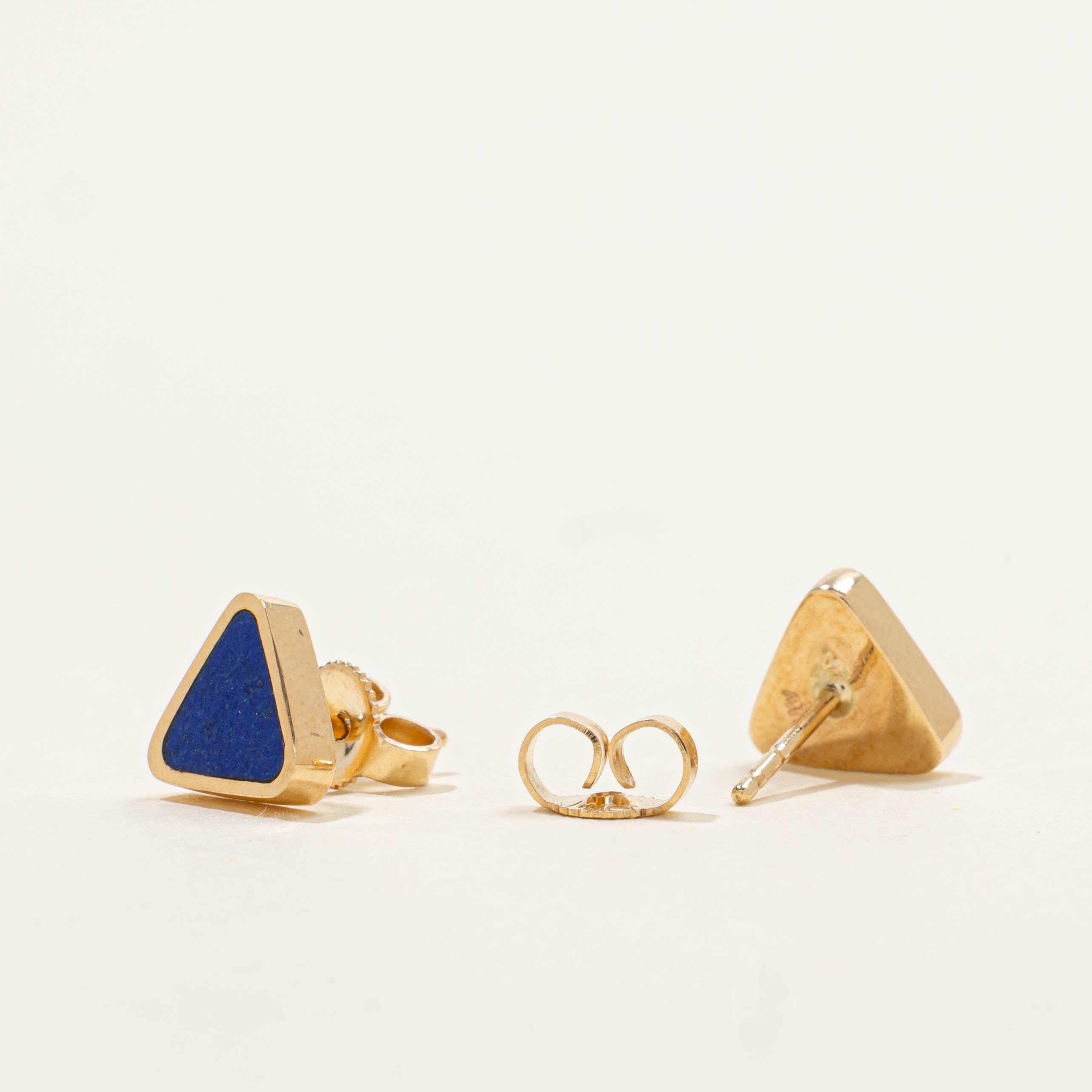 14k Triangle Lapis Stud Earrings | 1.00ctw