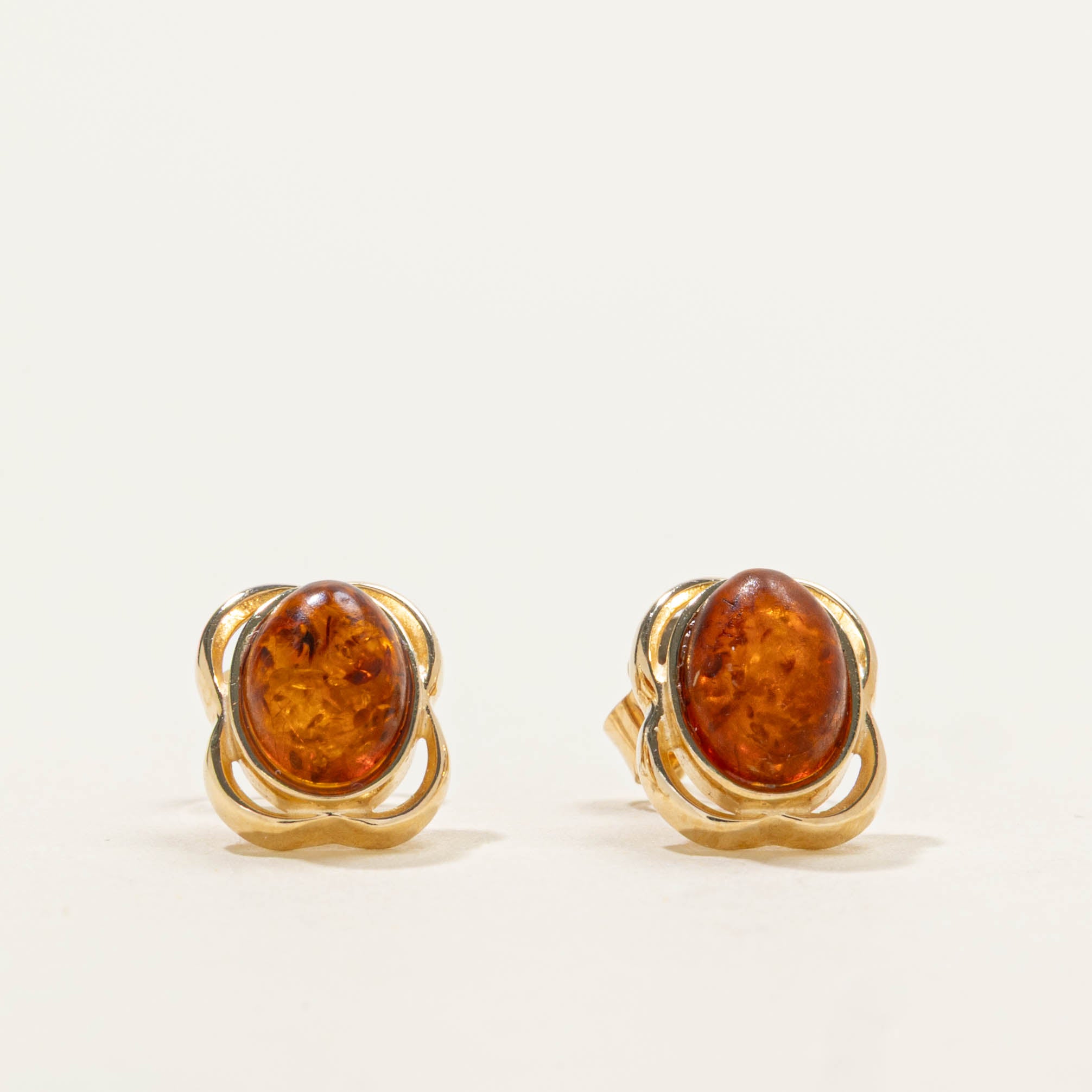 14k Bezel Set Amber Stud Earrings | 0.60ctw