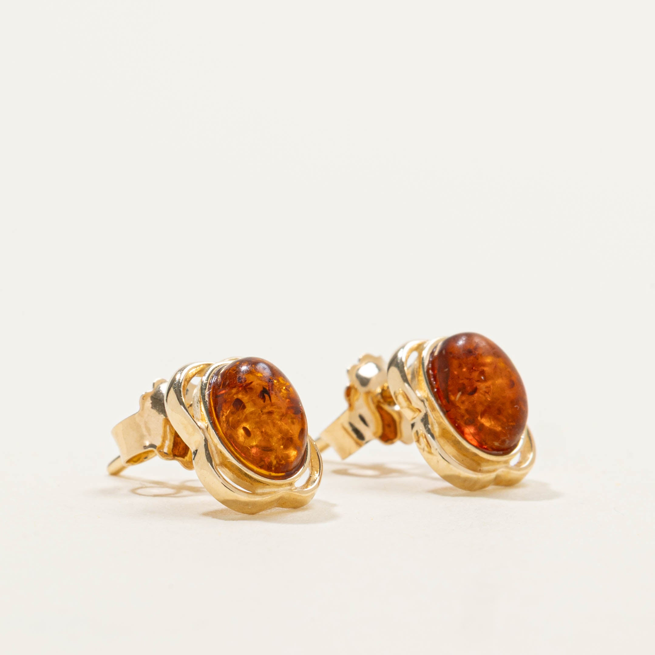 14k Bezel Set Amber Stud Earrings | 0.60ctw