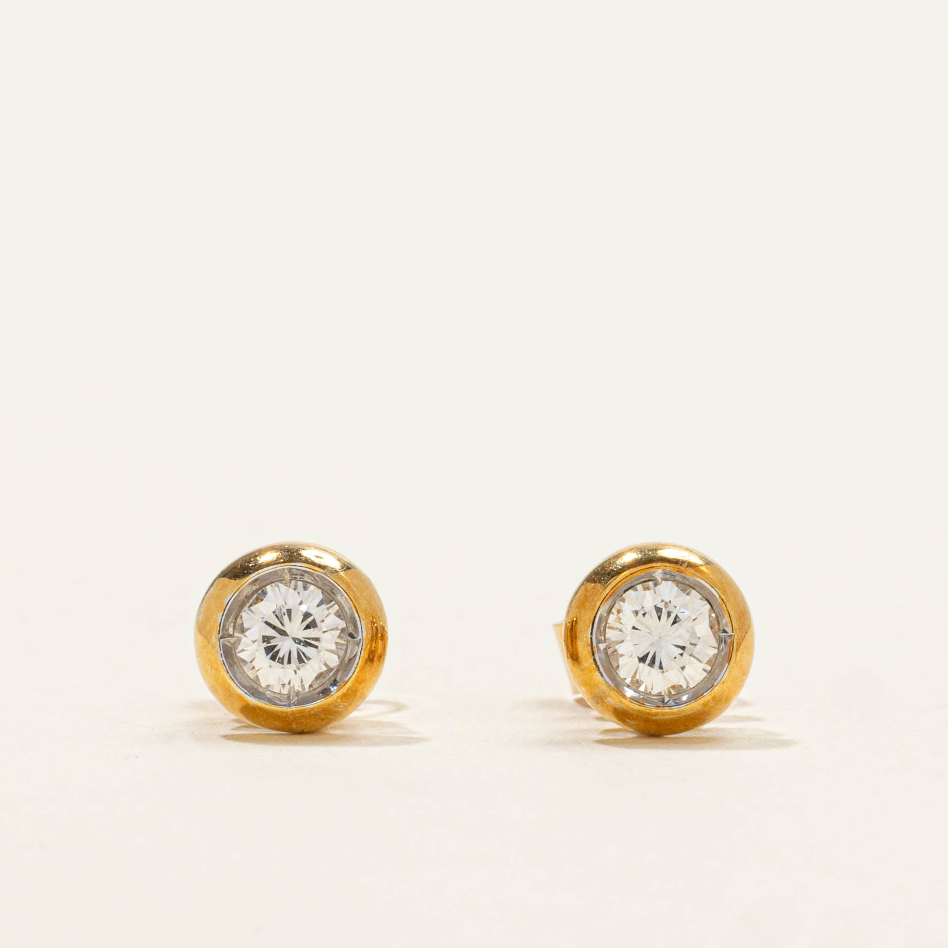 14k Diamond Bezel Set Stud Earrings | 0.22ctw