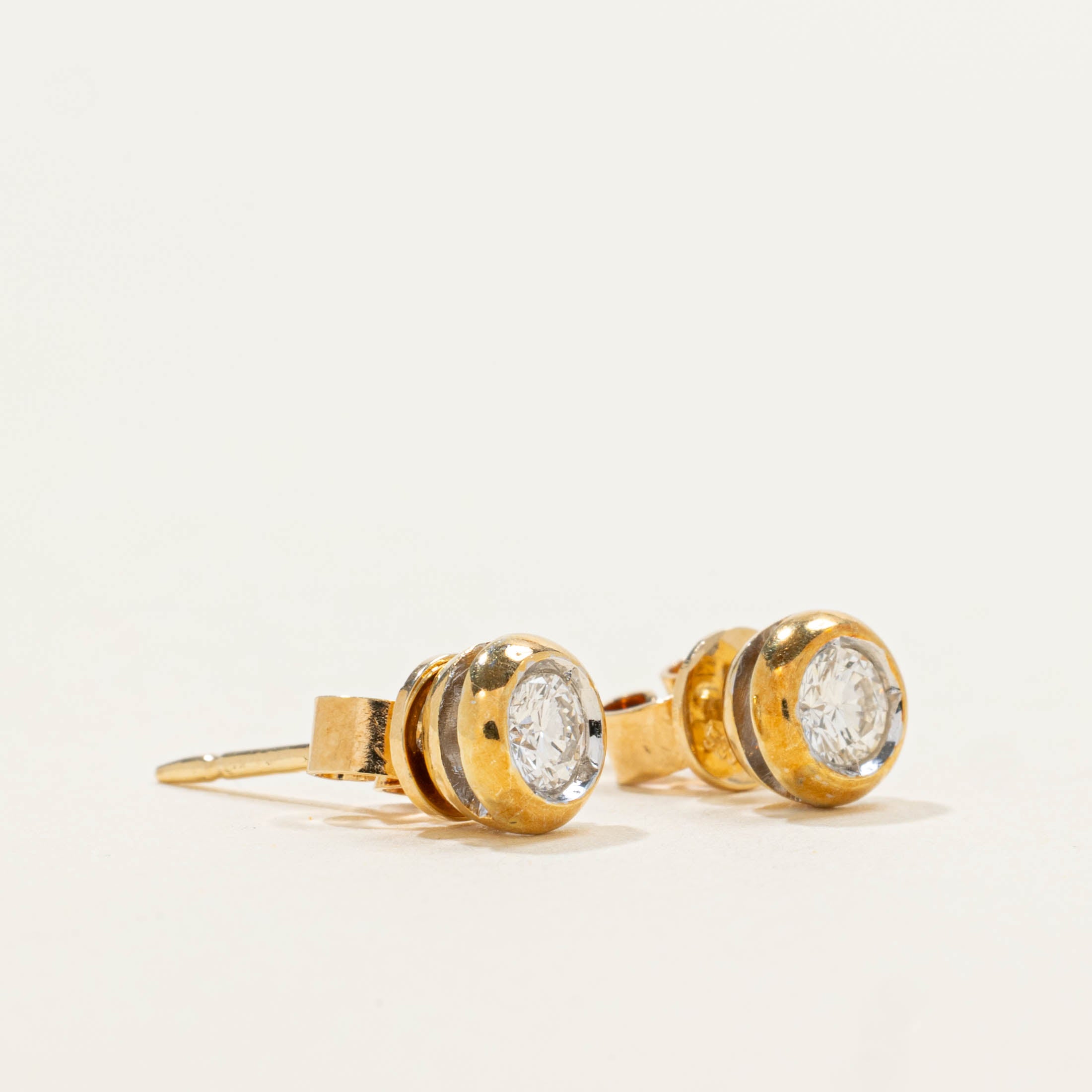 14k Diamond Bezel Set Stud Earrings | 0.22ctw