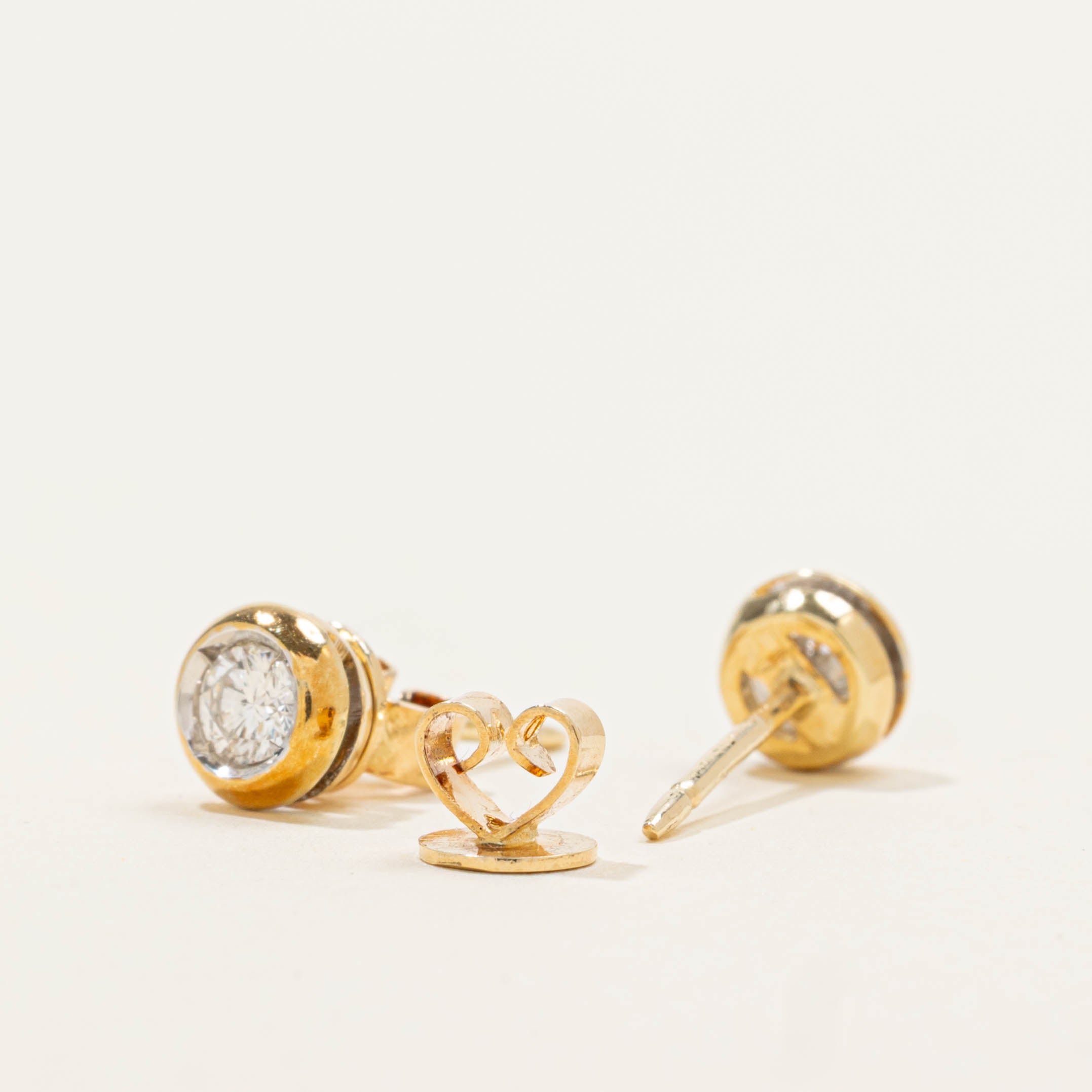 14k Diamond Bezel Set Stud Earrings | 0.22ctw