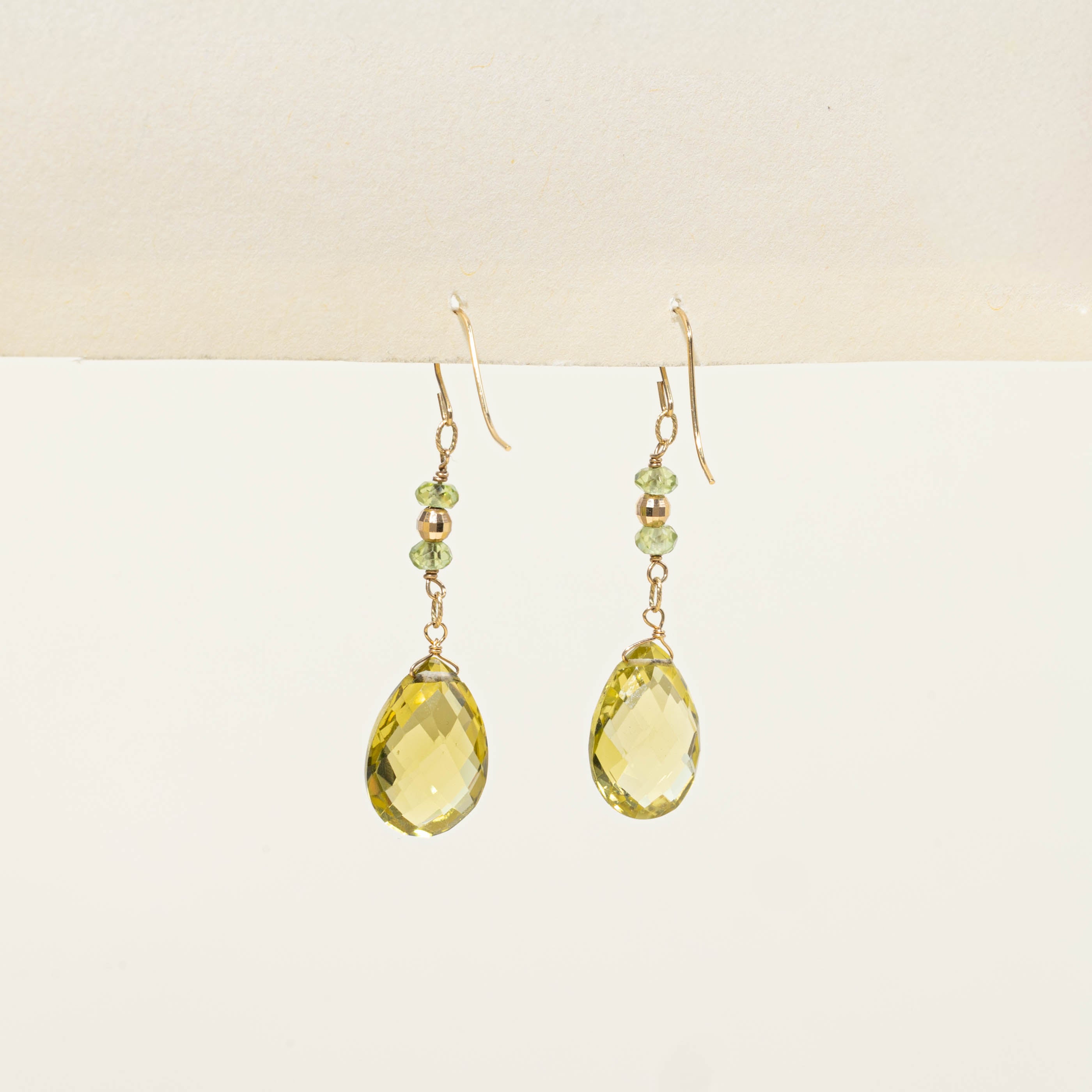 14k Peridot Drop Earrings | 10.00ctw