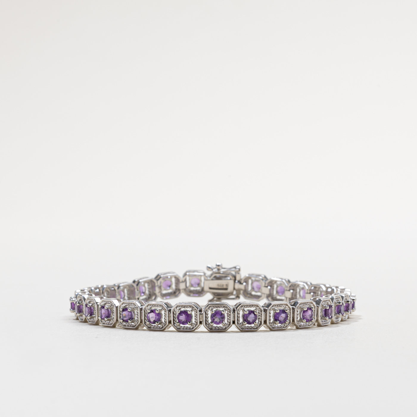 14k White Gold Amethyst Gemstone Bracelet | 2.75ctw