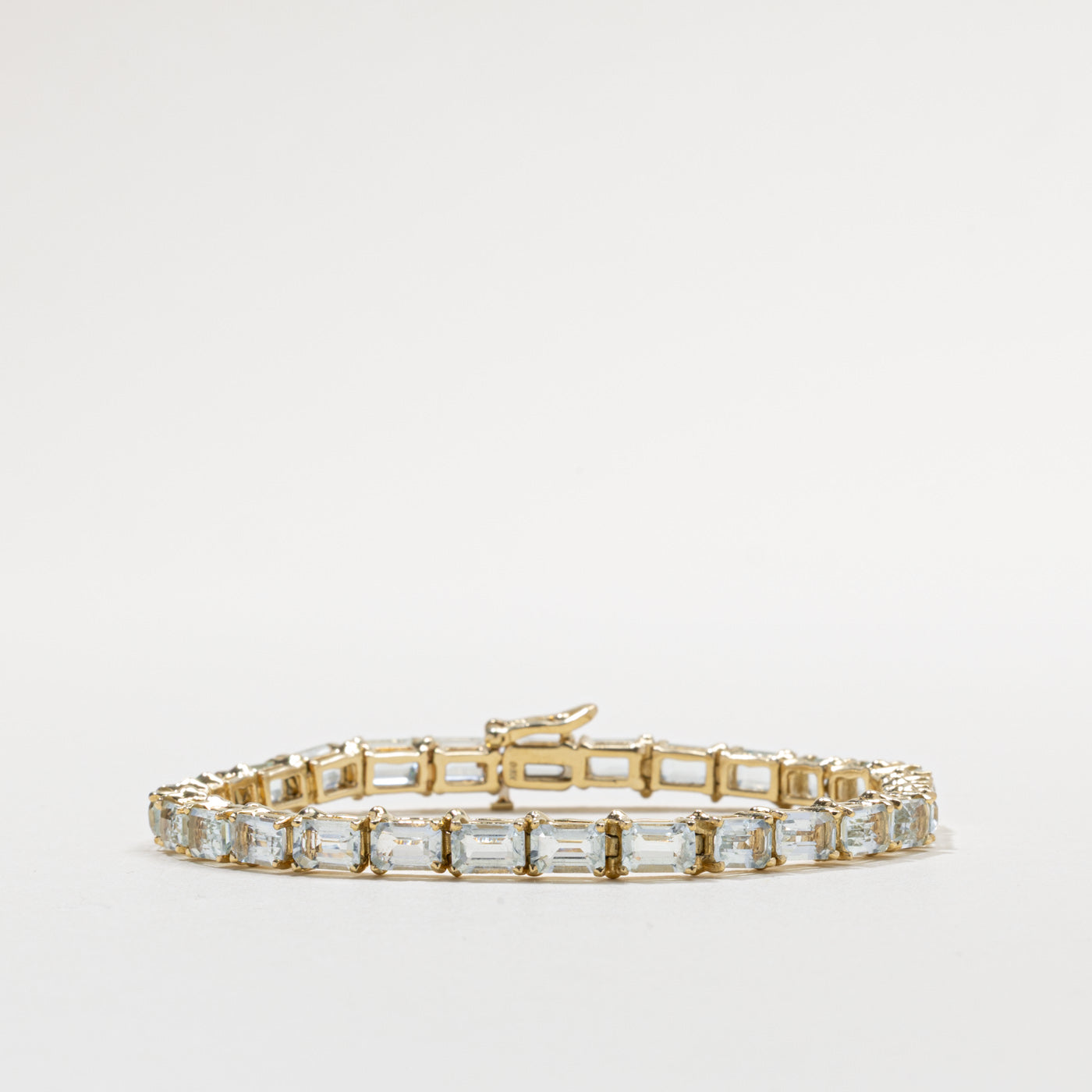 14k Aquamarine Eternity Gemstone Bracelet | 12.50ctw