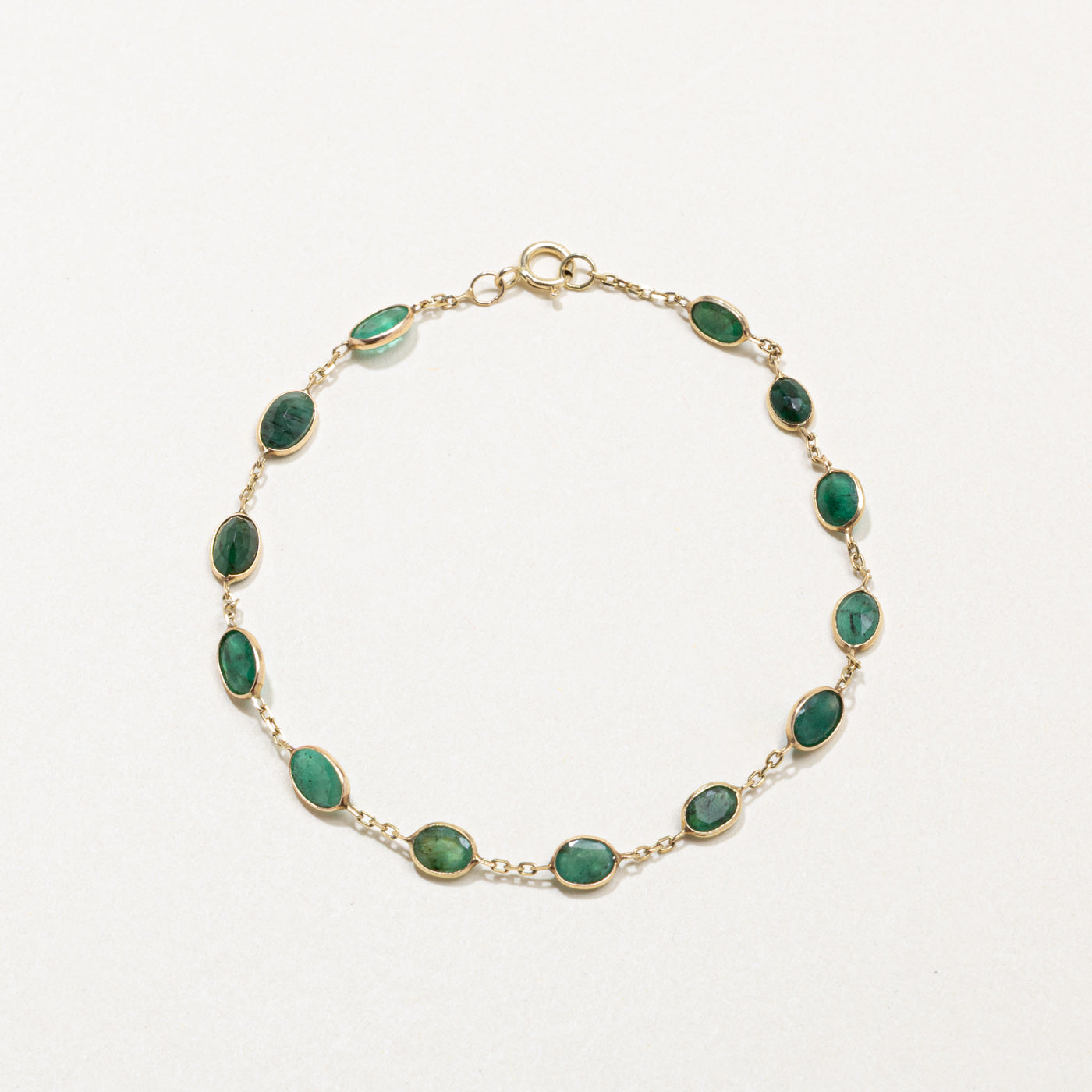 14k Emerald Bezel Set Bracelet | 2.30ctw