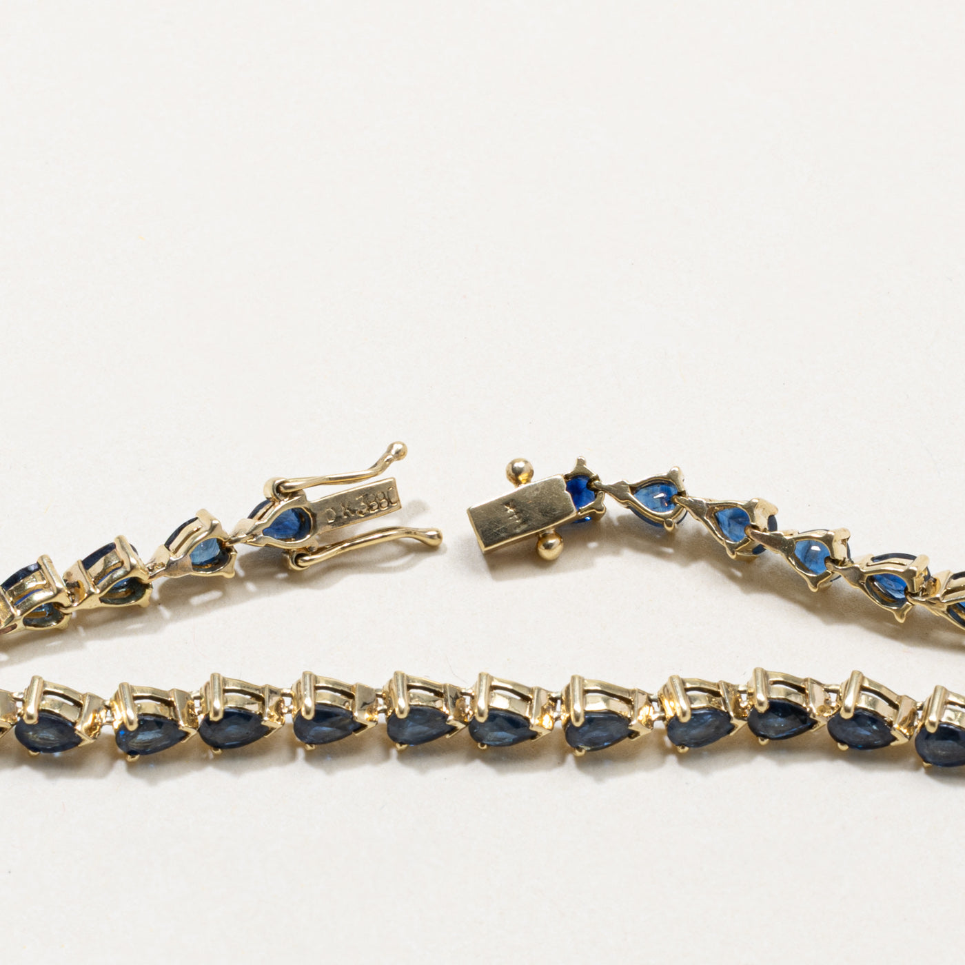14k Pear Cut Sapphire Tennis Bracelet | 5.00ctw