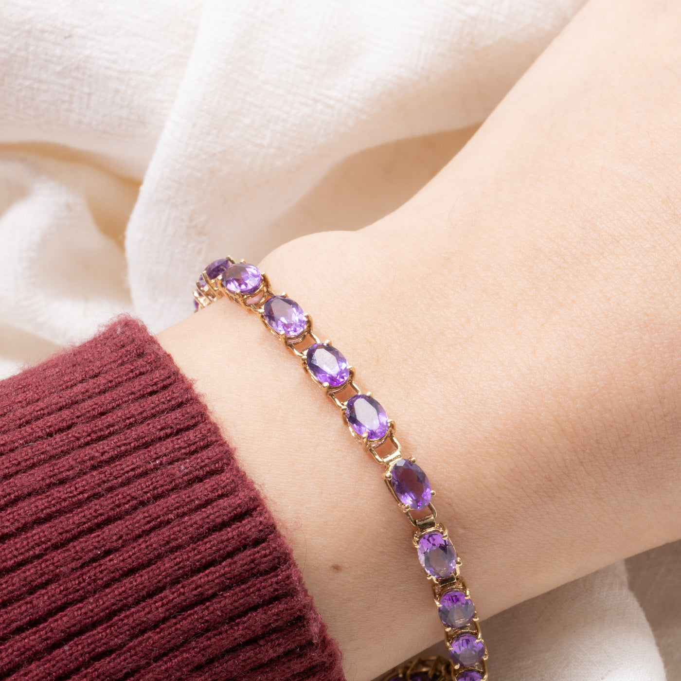 14k Amethyst Gemstone Bracelet | 6.00ctw