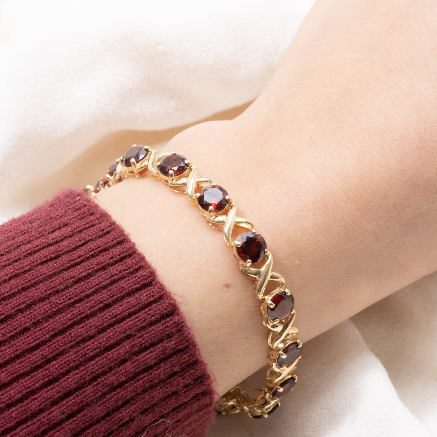14k Garnet X Gemstone Bracelet | 14.25ctw