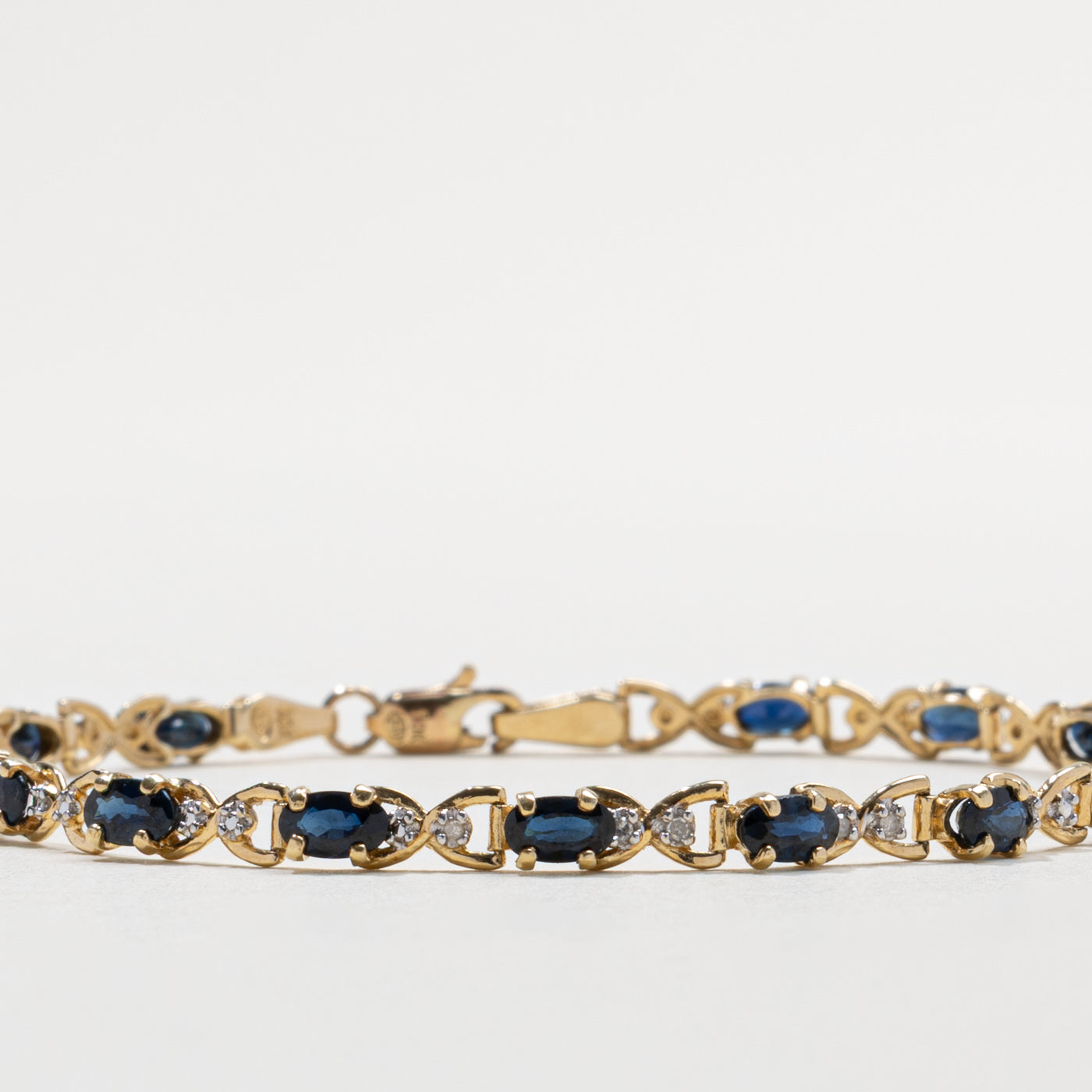 10k Sapphire & Diamond Gemstone Bracelet | 4.30ctw, 0.03ctw