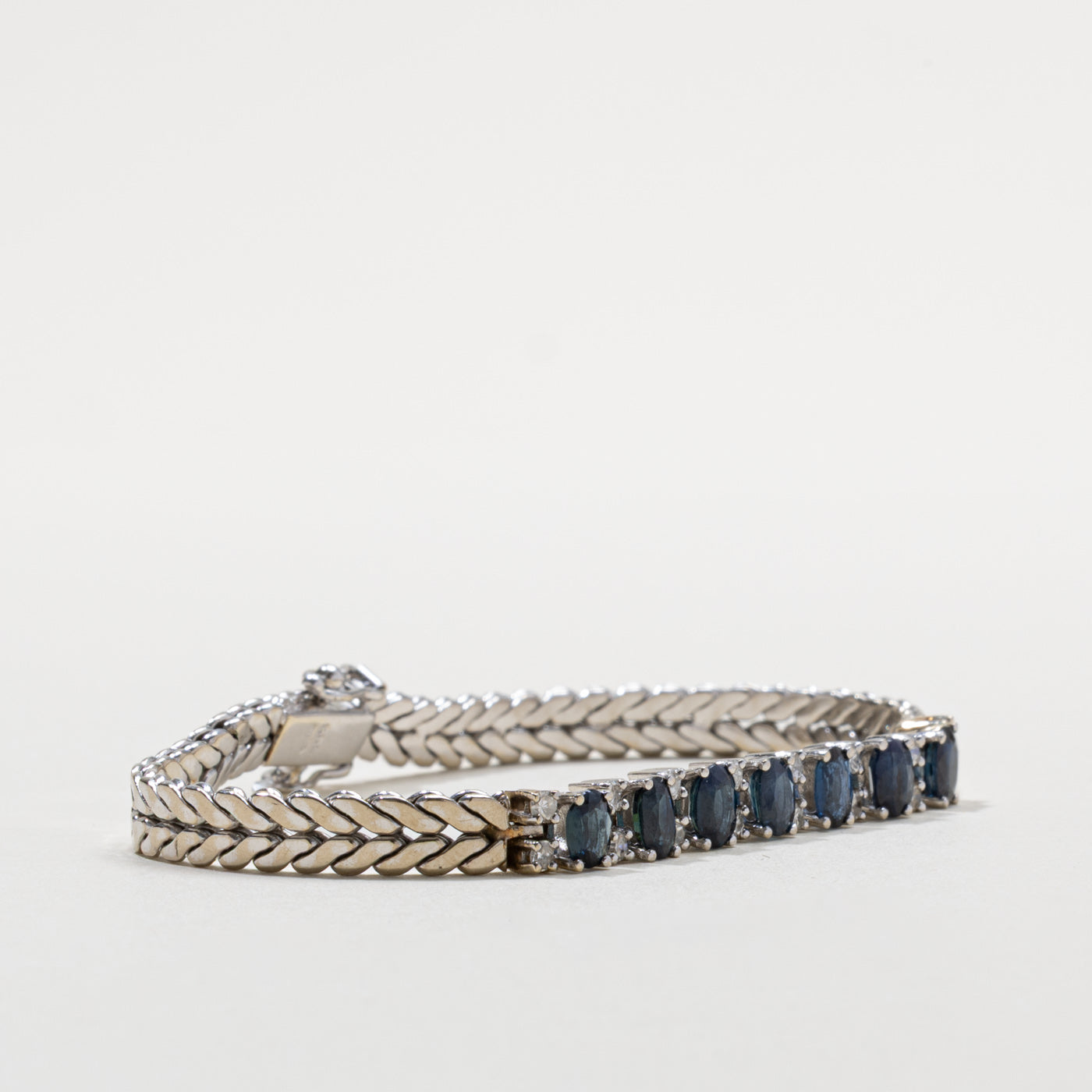 14k Seven Stone Sapphire & Diamond Bracelet | 2.50ctw, 0.40ctw