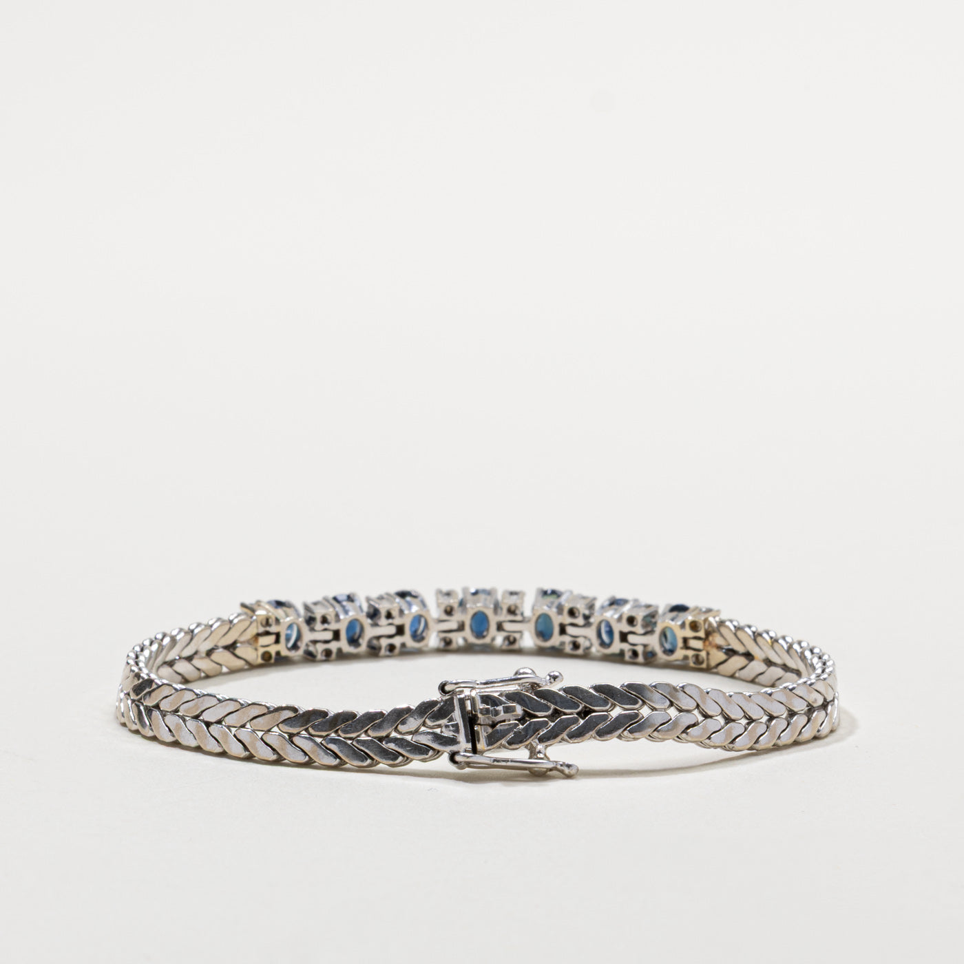 14k Seven Stone Sapphire & Diamond Bracelet | 2.50ctw, 0.40ctw